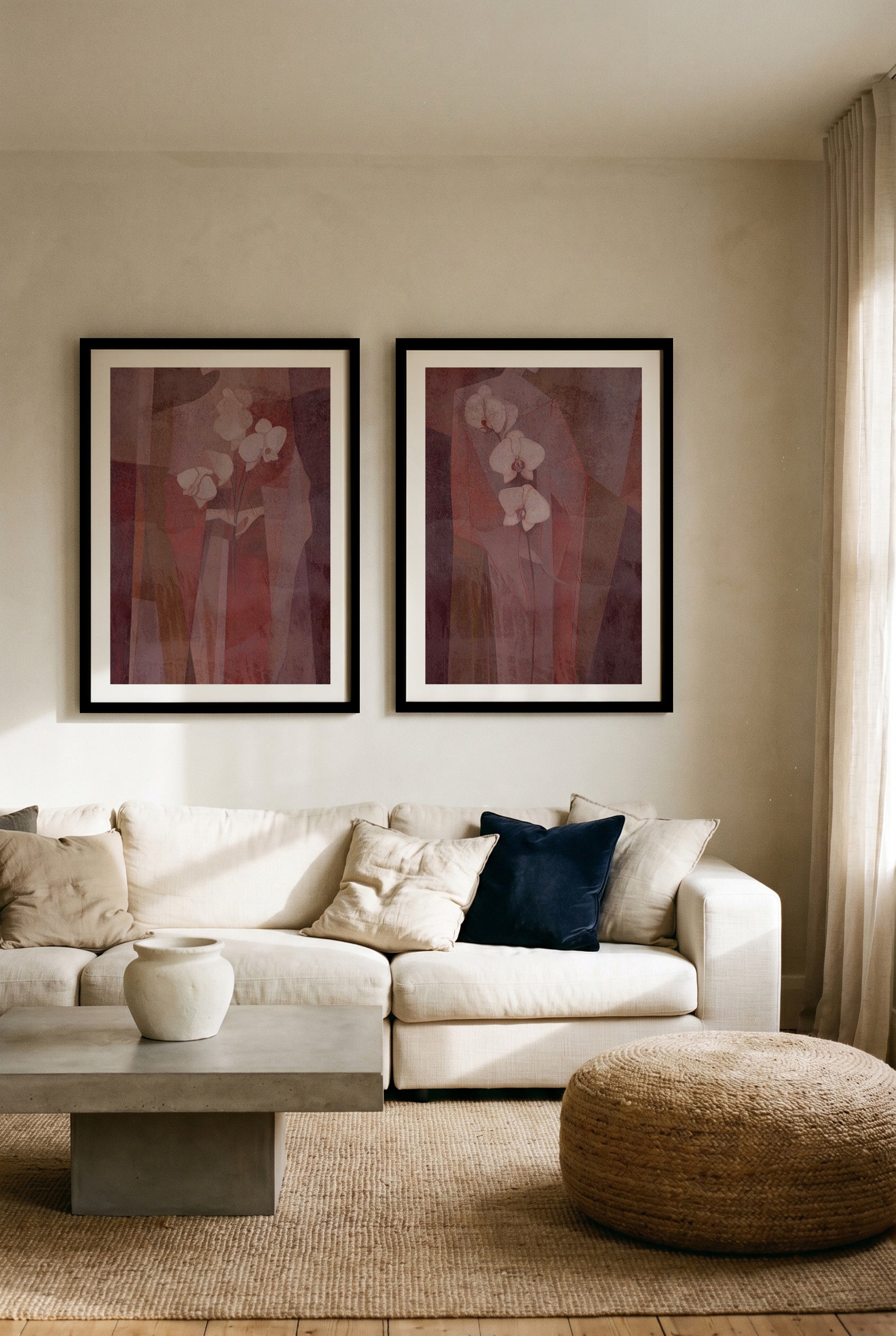 Floral Muse I & II Art Print Set of 2 | Matching Wall Art