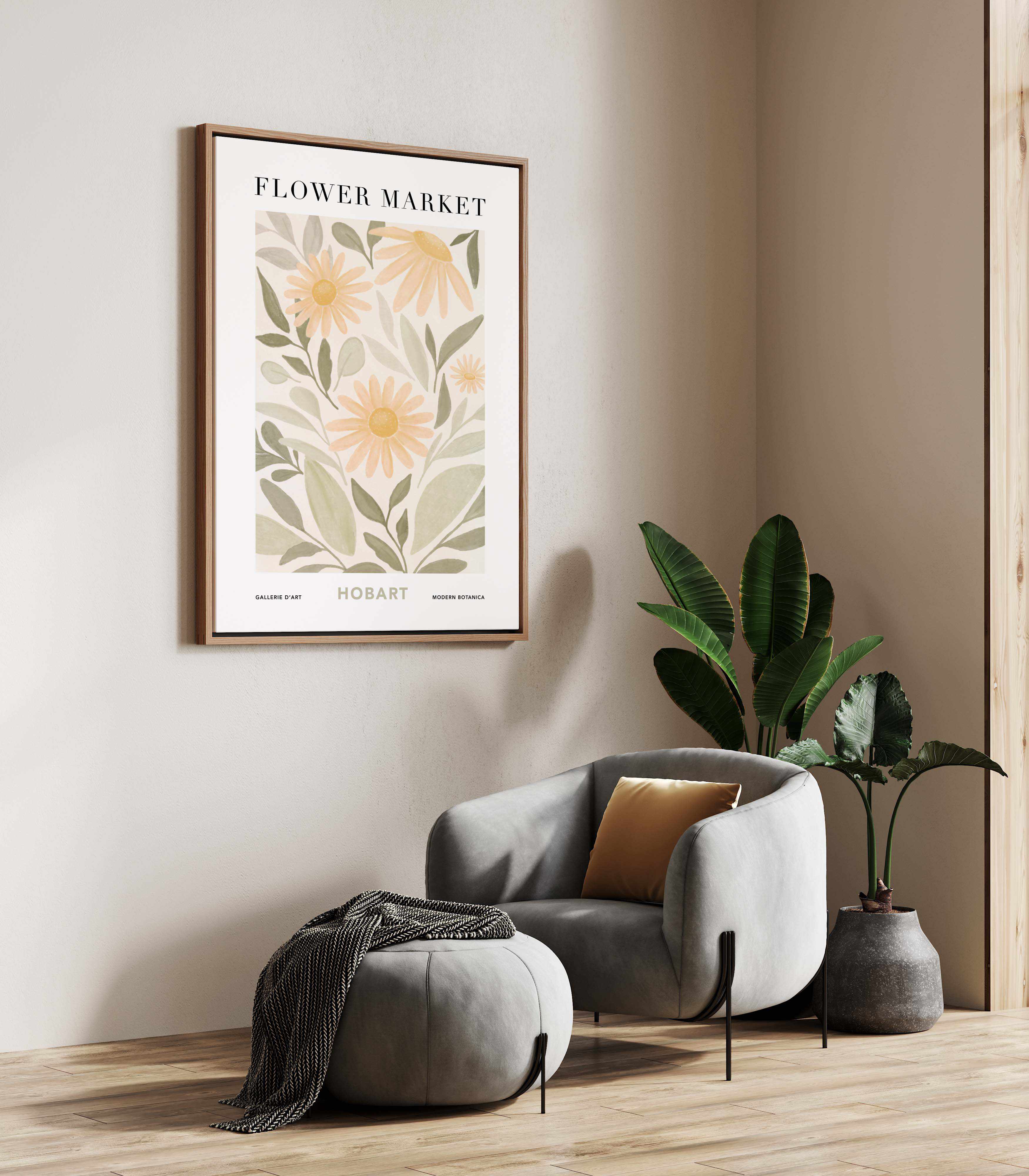 Flower Market Hobart | Framed Canvas Art Print