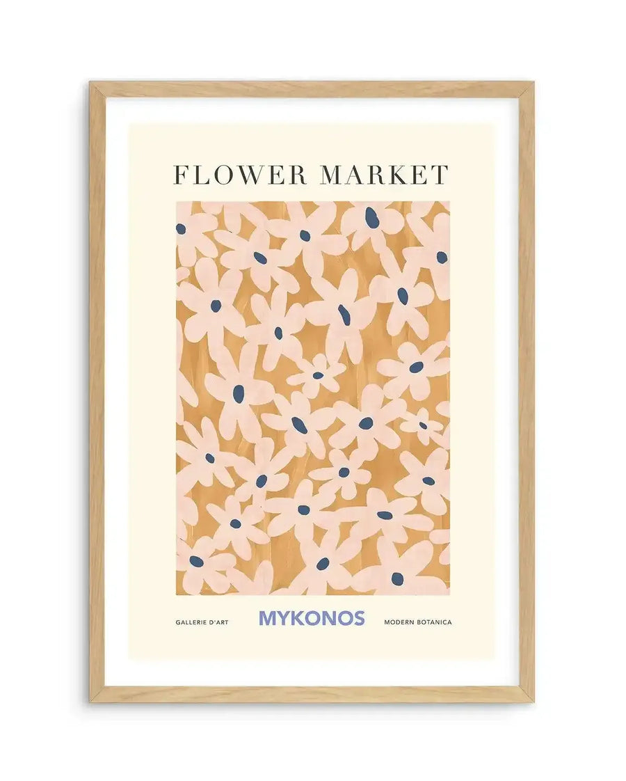 Flower Market Mykonos Art Print-PRINT-Olive et Oriel-Olive et Oriel-A5 | 5.8" x 8.3" | 14.8 x 21cm-Oak-With White Border-Buy-Australian-Art-Prints-Online-with-Olive-et-Oriel-Your-Artwork-Specialists-Austrailia-Decorate-With-Coastal-Photo-Wall-Art-Prints-From-Our-Beach-House-Artwork-Collection-Fine-Poster-and-Framed-Artwork