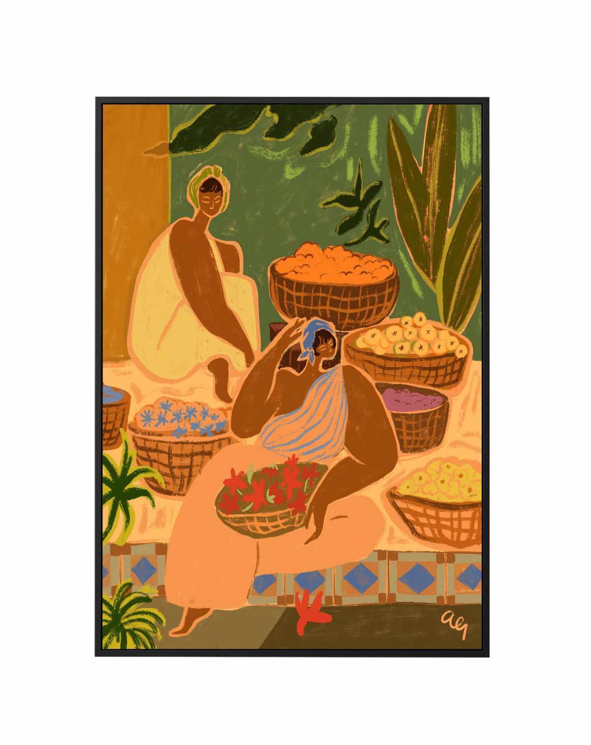 Flower Sisters by Arty Guava | Framed Canvas Art Print from Olive et Oriel where you can shop wallpaper and artworks online
