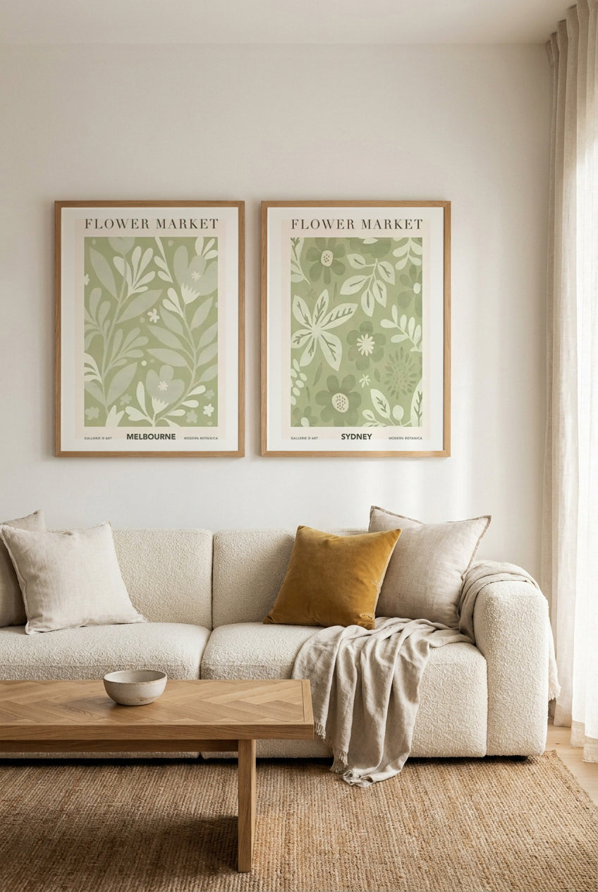 Flower Market Melbourne & Sydney Art Print Set of 2 | Matching Wall Art