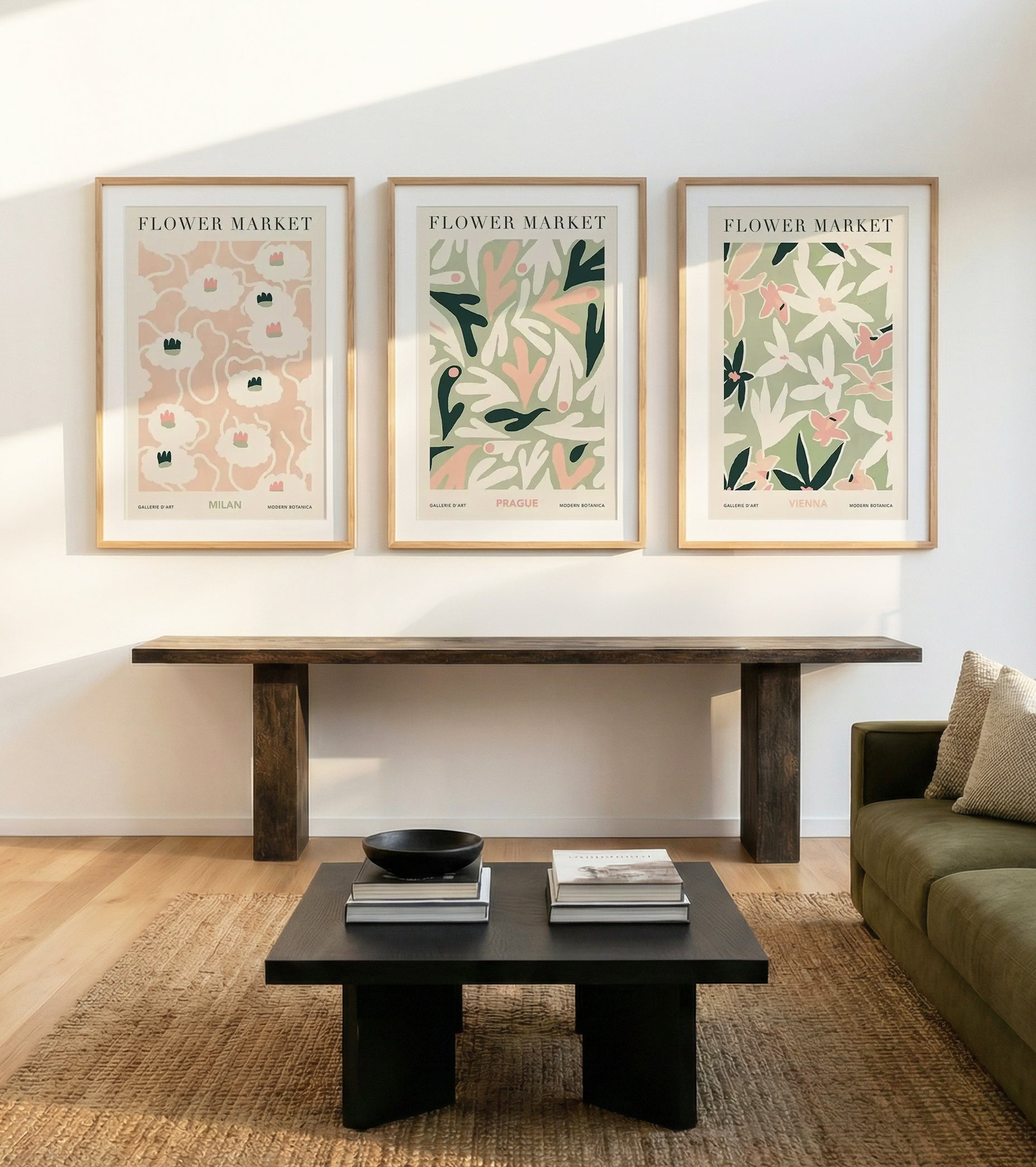 Flower Market Milan, Prague & Vienna | 3 Piece Wall Art Set