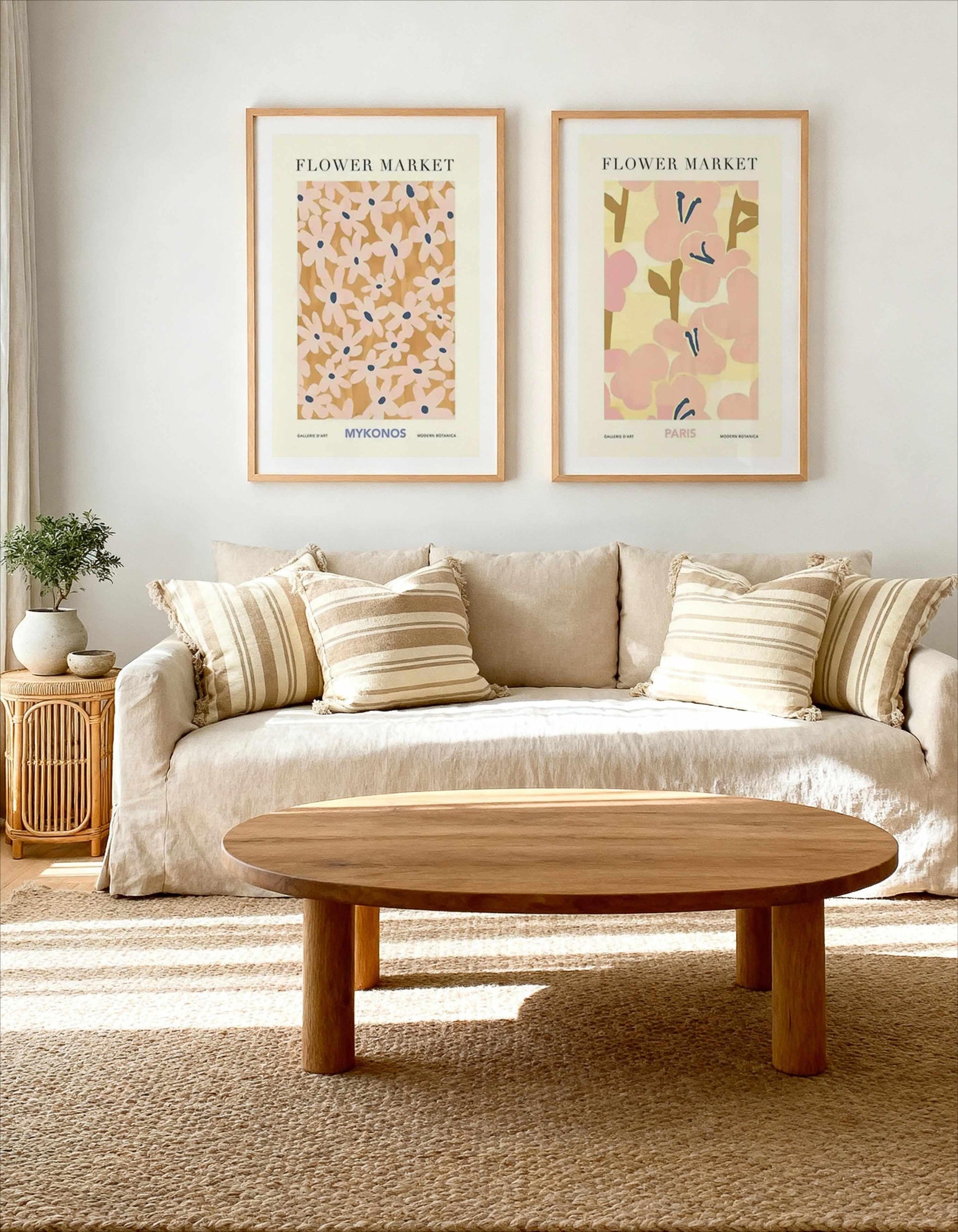 Flower Market Mykonos & Paris Art Print Set of 2 | Matching Wall Art from Olive et Oriel where you can shop wallpaper and artworks online