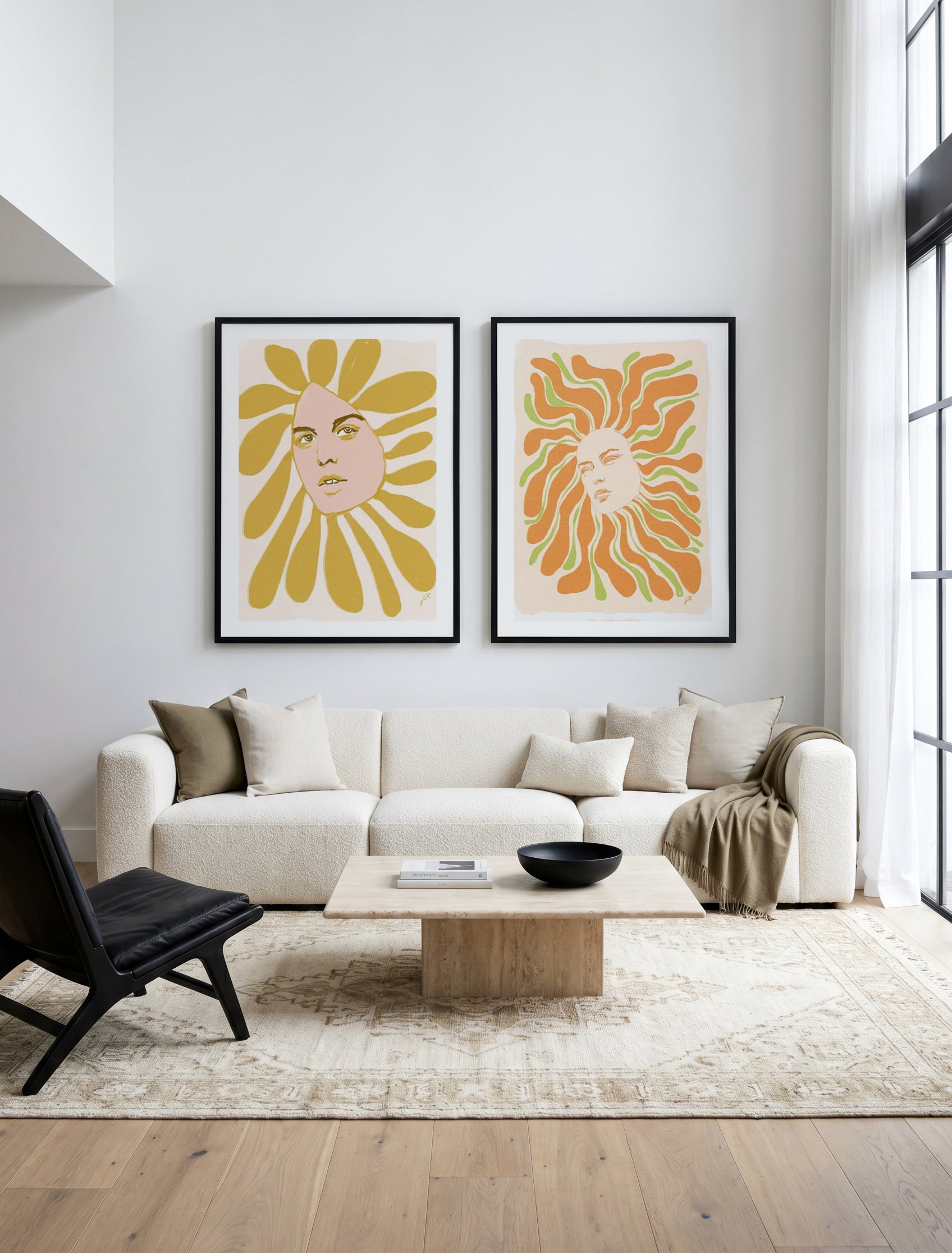 Flowerhead I & II by Jenny Liz Rome Art Print Set of 2 | Matching Wall Art