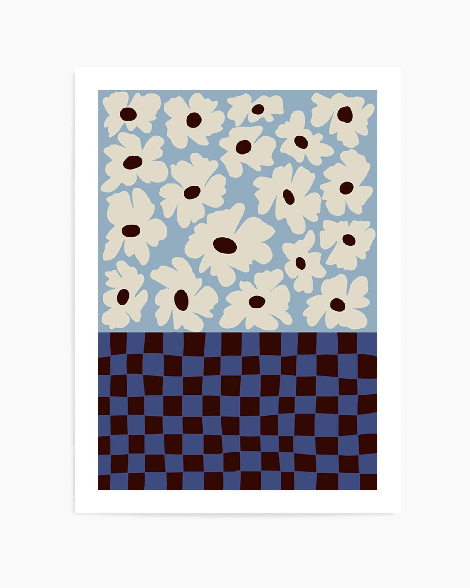 Flowers Checkerboard by Miho Art Studio | Art Print from Olive et Oriel where you can shop wallpaper and artworks online