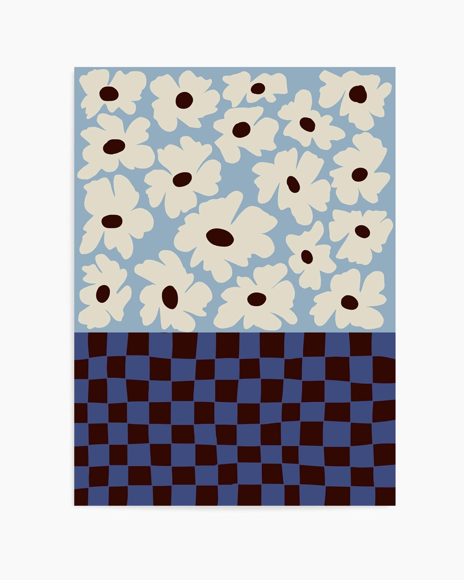 Flowers Checkerboard by Miho Art Studio | Art Print from Olive et Oriel where you can shop wallpaper and artworks online