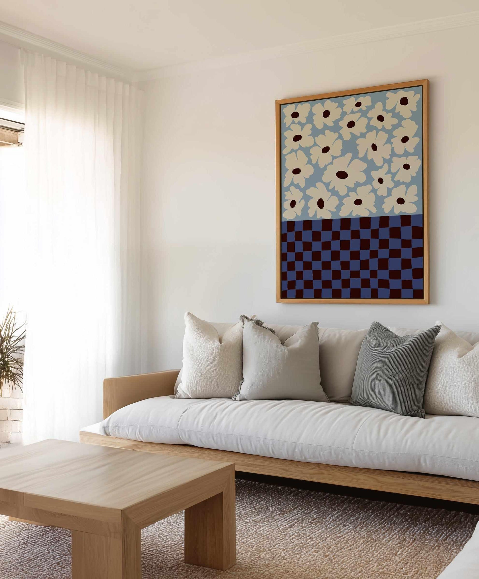 Flowers Checkerboard by Miho Art Studio | Framed Canvas Art Print from Olive et Oriel where you can shop wallpaper and artworks online