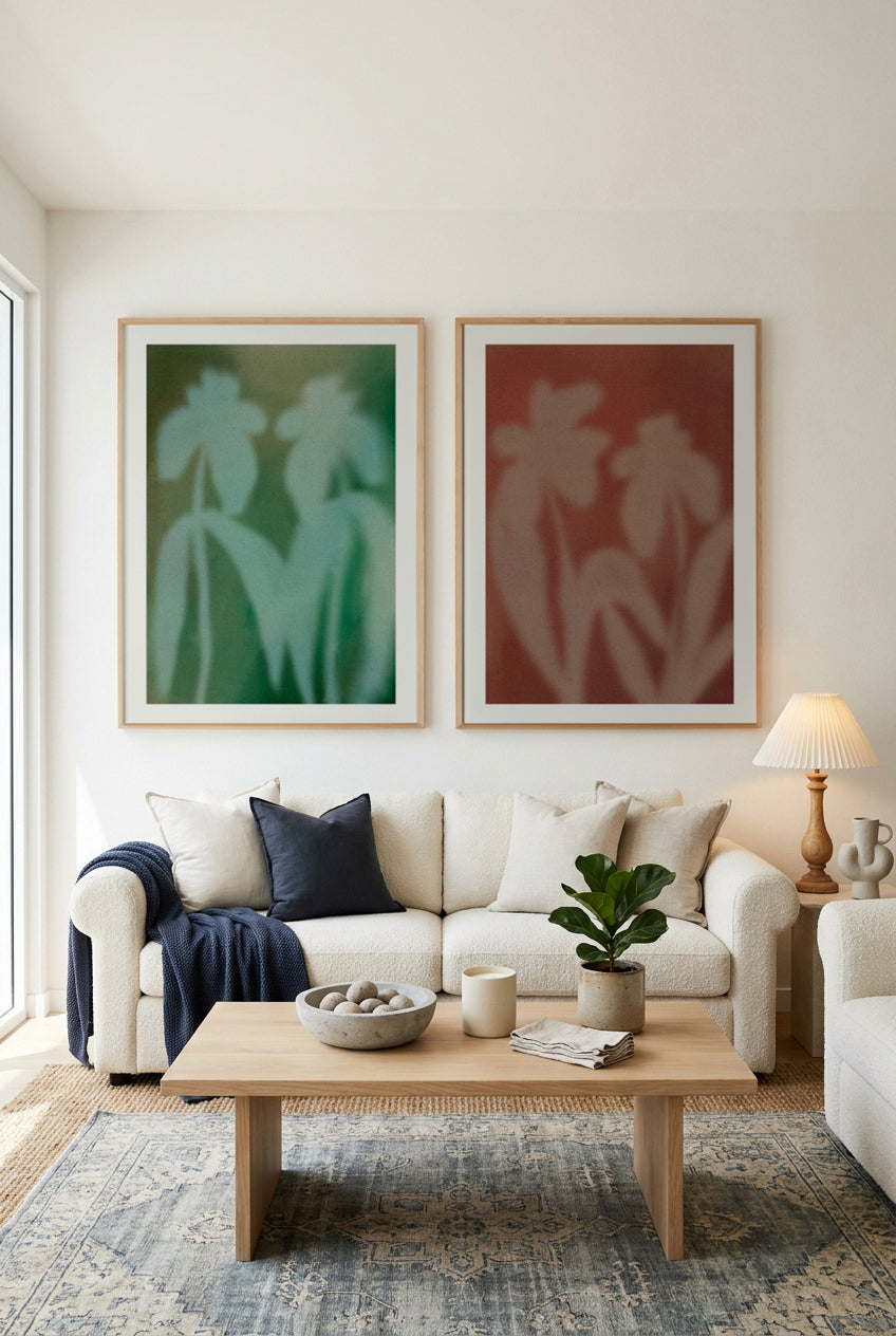 Flowers Dream 1 & 2 by Shatha Al Dafai Art Print Set of 2 | Matching Wall Art