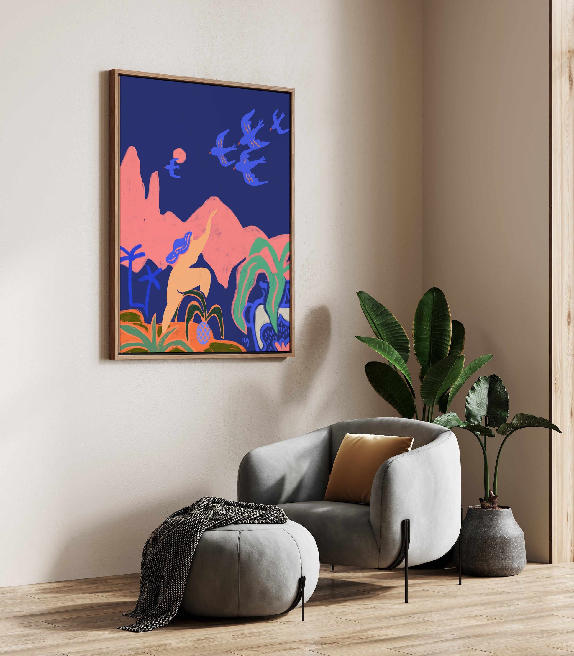 Fly South by Arty Guava | Framed Canvas Art Print from Olive et Oriel where you can shop wallpaper and artworks online