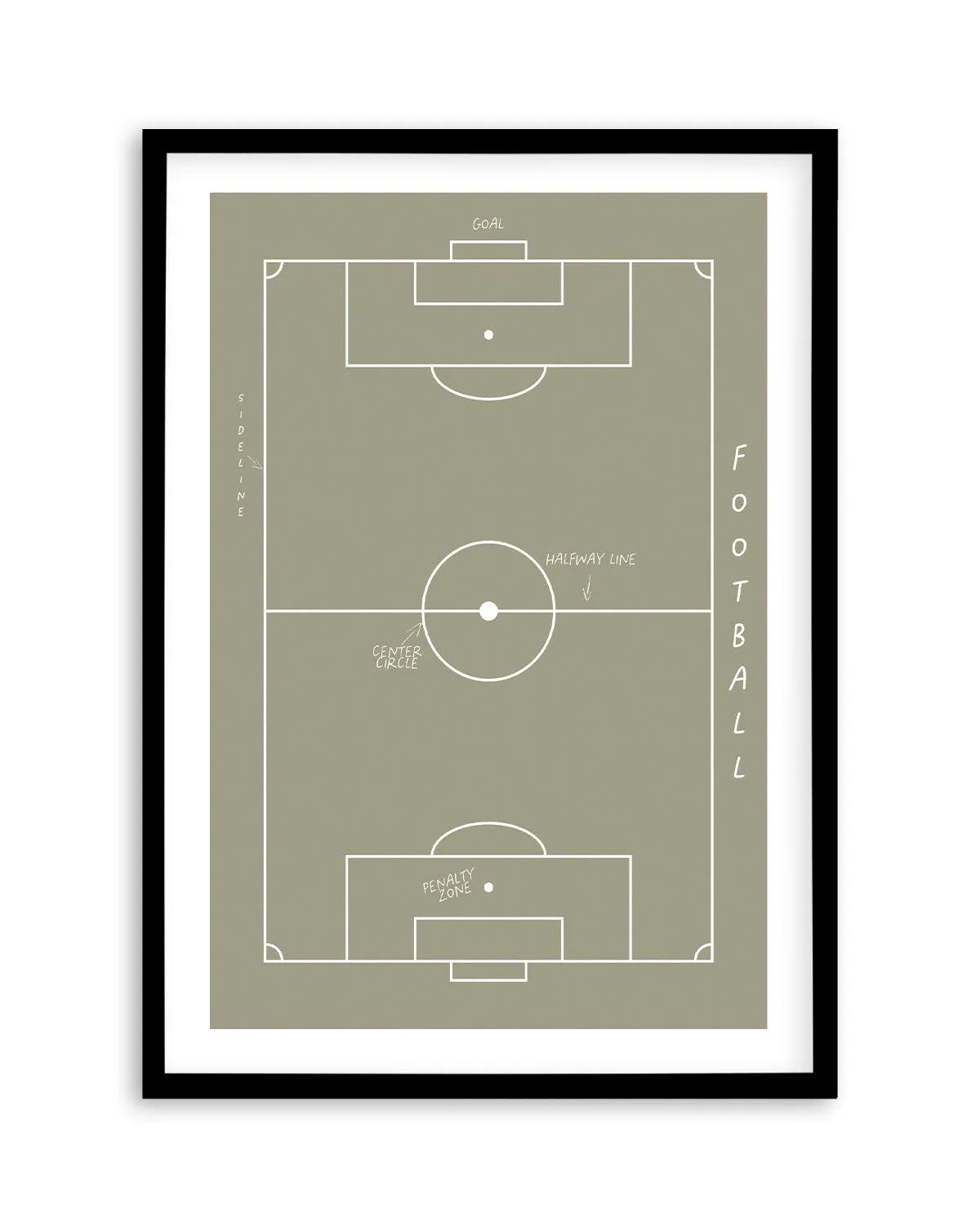 Football Field Art Print-PRINT-Olive et Oriel-Olive et Oriel-A5 | 5.8" x 8.3" | 14.8 x 21cm-Black-With White Border-Buy-Australian-Art-Prints-Online-with-Olive-et-Oriel-Your-Artwork-Specialists-Austrailia-Decorate-With-Coastal-Photo-Wall-Art-Prints-From-Our-Beach-House-Artwork-Collection-Fine-Poster-and-Framed-Artwork