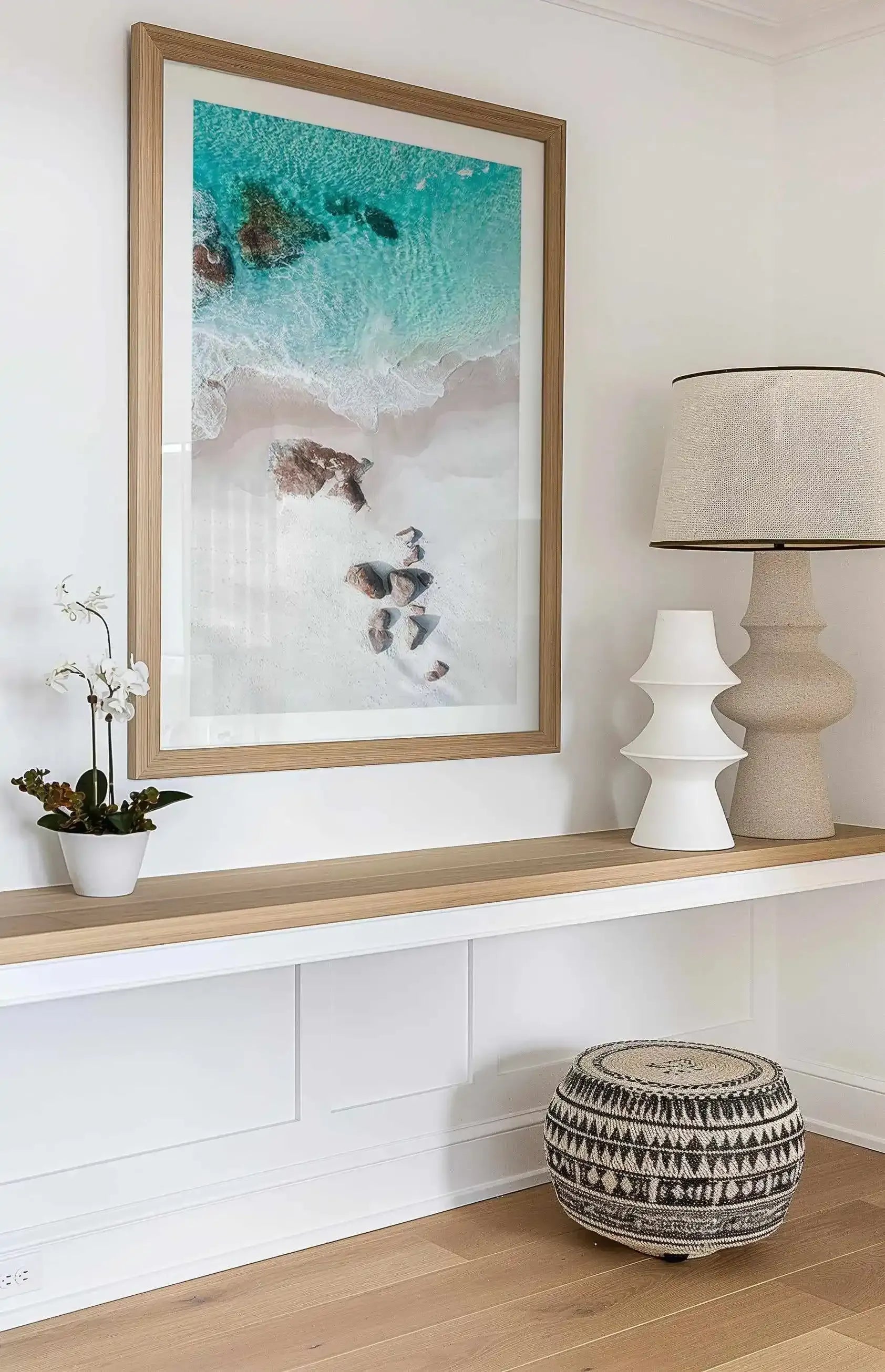 Footprints in the Sand Lights Beach, Denmark | Aerial Photo Wall Art Print from Olive et Oriel where you can shop wallpaper and artworks online