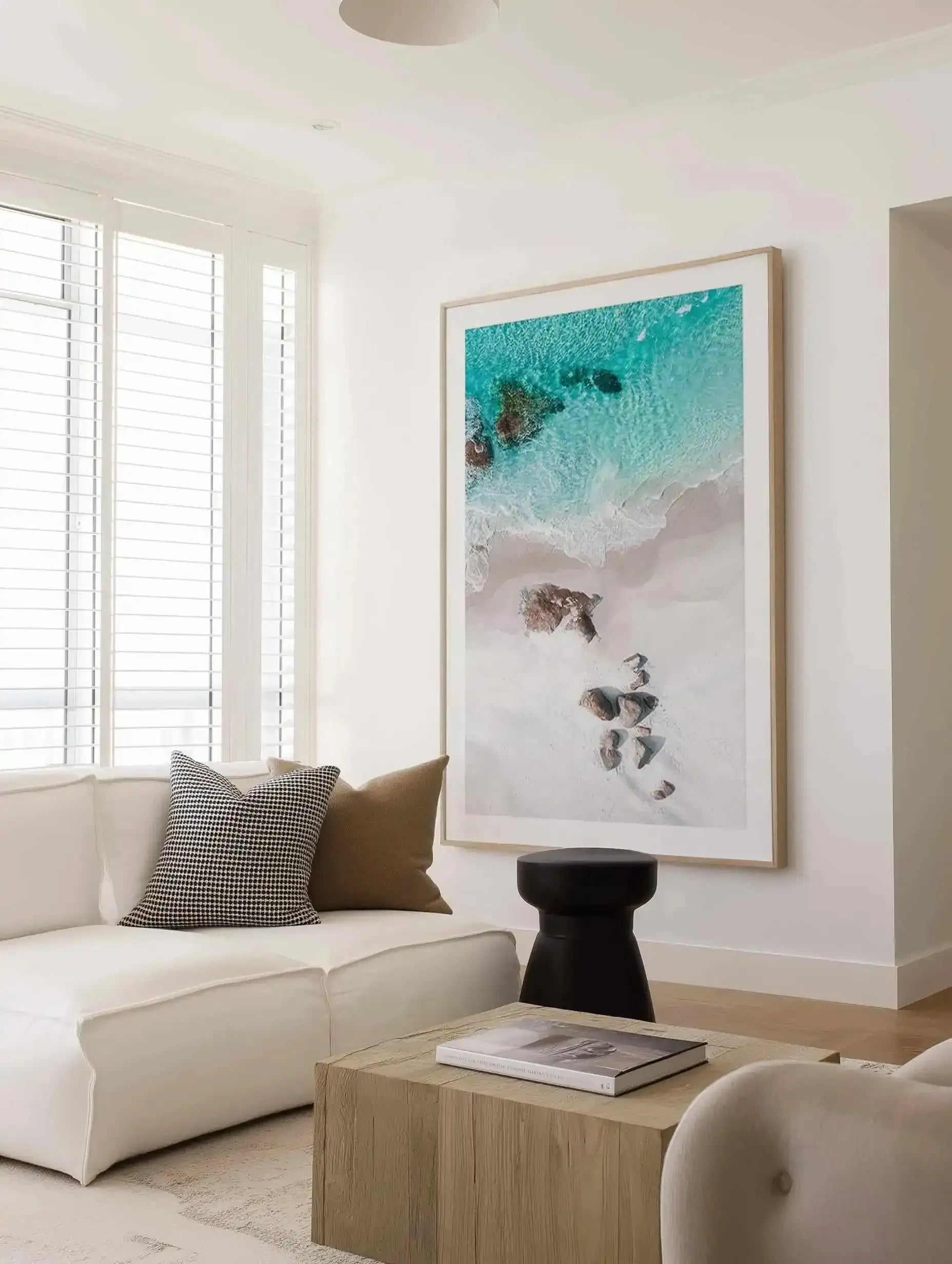 Footprints in the Sand Lights Beach, Denmark | Aerial Photo Wall Art Print from Olive et Oriel where you can shop wallpaper and artworks online