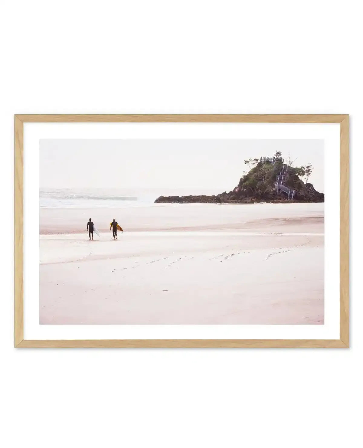 Footprints in the Sand, The Pass Art Print-PRINT-Olive et Oriel-Olive et Oriel-A5 | 5.8" x 8.3" | 14.8 x 21cm-Oak-With White Border-Buy-Australian-Art-Prints-Online-with-Olive-et-Oriel-Your-Artwork-Specialists-Austrailia-Decorate-With-Coastal-Photo-Wall-Art-Prints-From-Our-Beach-House-Artwork-Collection-Fine-Poster-and-Framed-Artwork