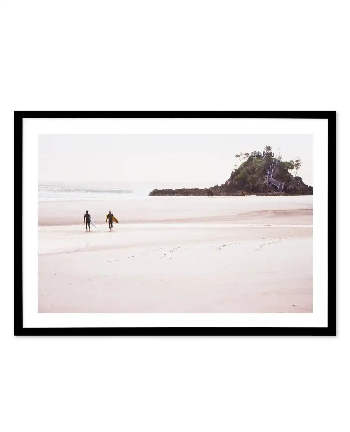 Footprints in the Sand, The Pass Art Print-PRINT-Olive et Oriel-Olive et Oriel-A5 | 5.8" x 8.3" | 14.8 x 21cm-Black-With White Border-Buy-Australian-Art-Prints-Online-with-Olive-et-Oriel-Your-Artwork-Specialists-Austrailia-Decorate-With-Coastal-Photo-Wall-Art-Prints-From-Our-Beach-House-Artwork-Collection-Fine-Poster-and-Framed-Artwork