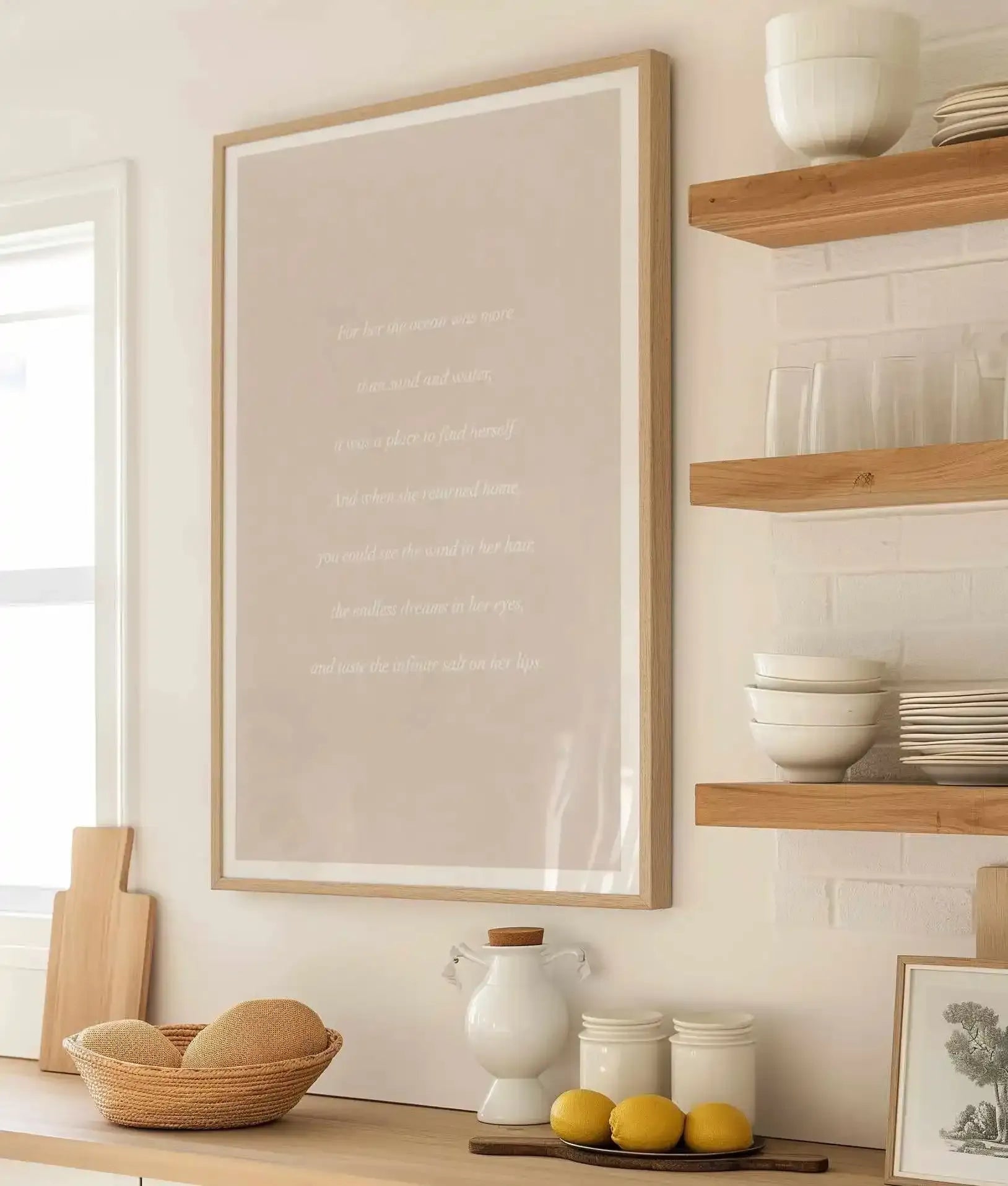 'For her, the Ocean' Poem Art Print from Olive et Oriel where you can shop wallpaper and artworks online