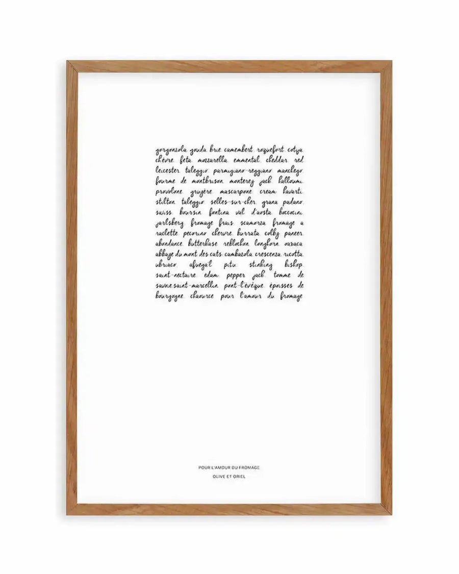 For The Love Of Cheese Art Print art print, framed