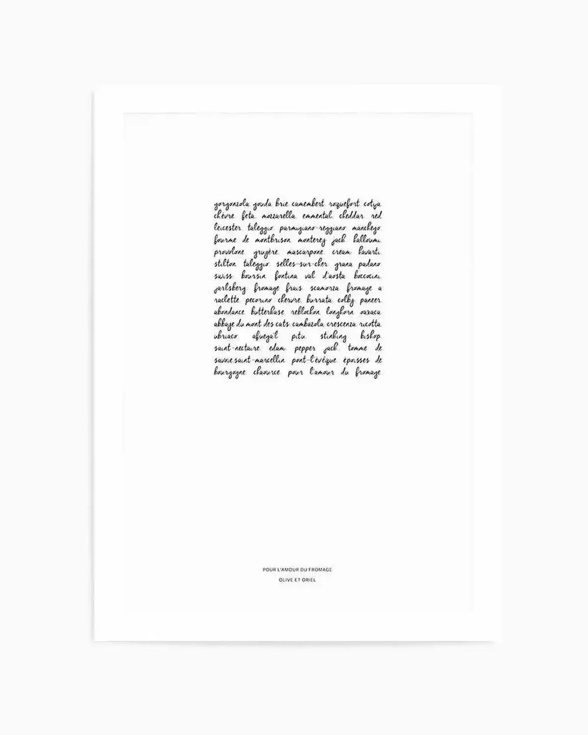 For The Love Of Cheese Art Print from Olive et Oriel where you can shop wallpaper and artworks online