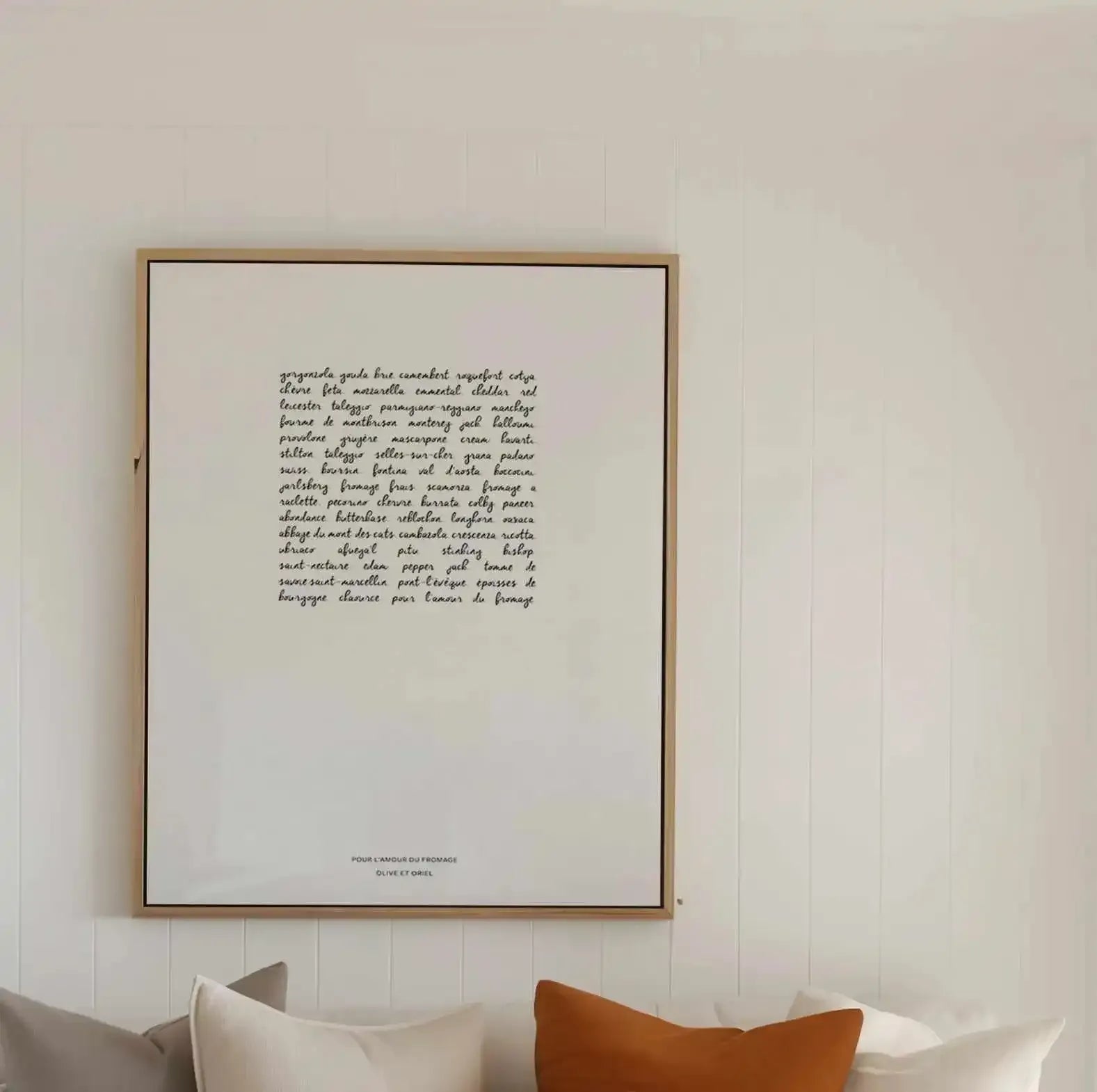 For The Love Of Cheese | Framed Canvas Art Print from Olive et Oriel where you can shop wallpaper and artworks online