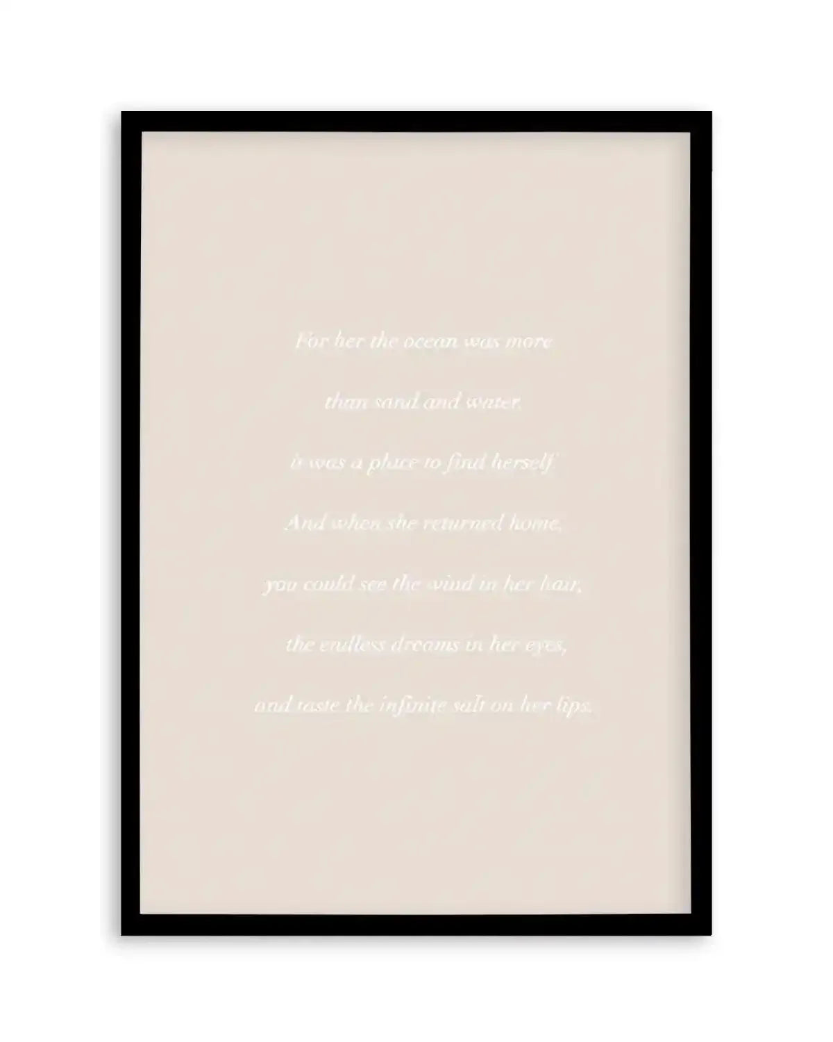 'For her, the Ocean' Poem Art Print from Olive et Oriel where you can shop wallpaper and artworks online