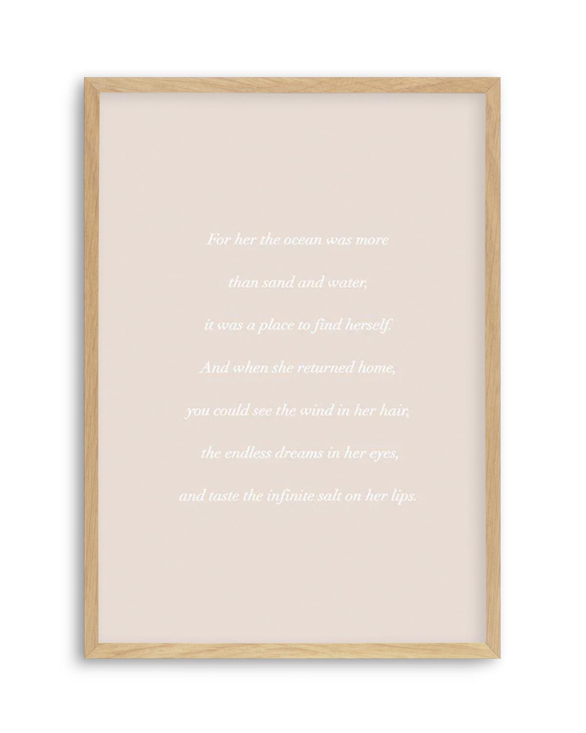 'For her, the Ocean' Poem Art Print