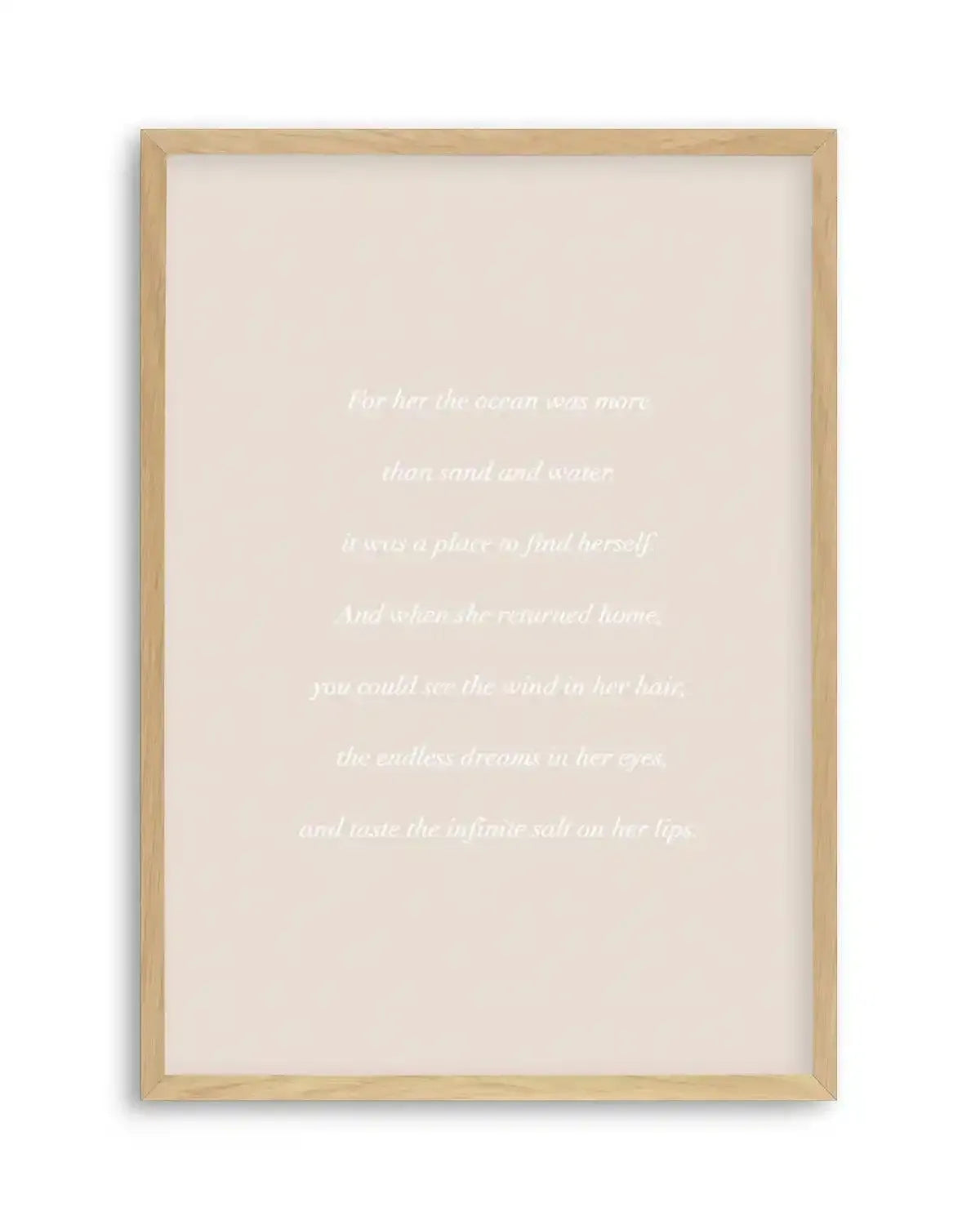 'For her, the Ocean' Poem Art Print from Olive et Oriel where you can shop wallpaper and artworks online