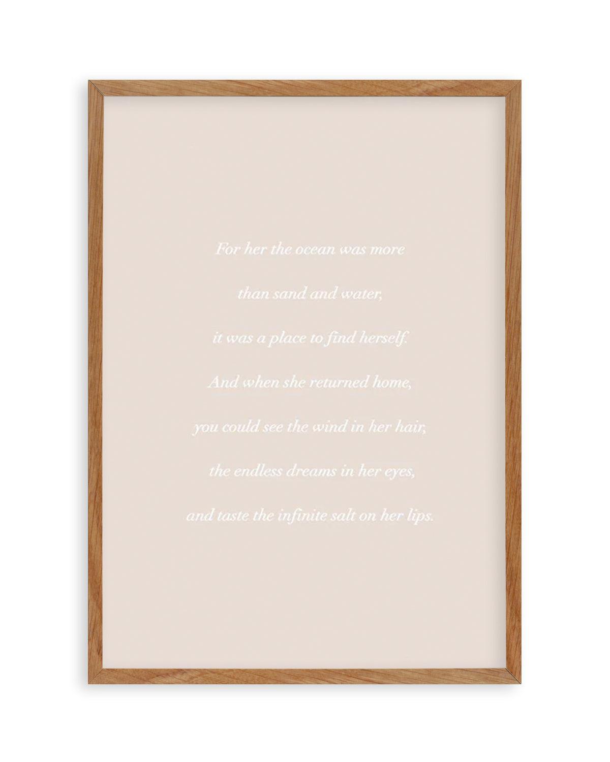 'For her, the Ocean' Poem Art Print