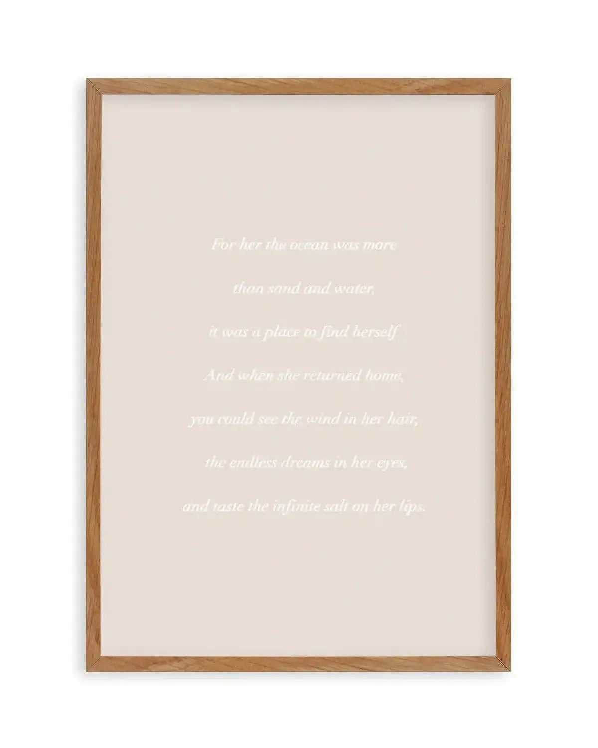 'For her, the Ocean' Poem Art Print from Olive et Oriel where you can shop wallpaper and artworks online