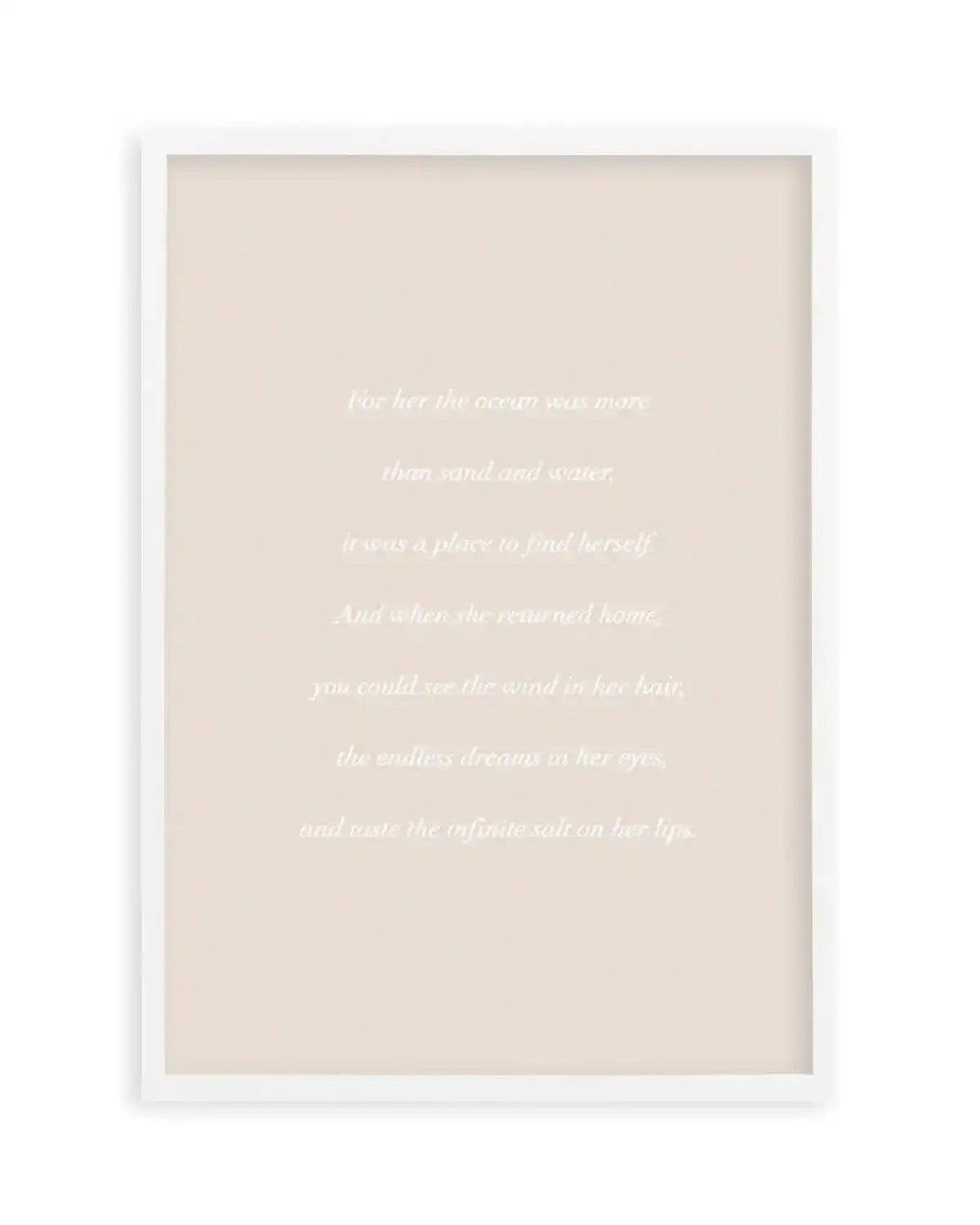 'For her, the Ocean' Poem Art Print from Olive et Oriel where you can shop wallpaper and artworks online