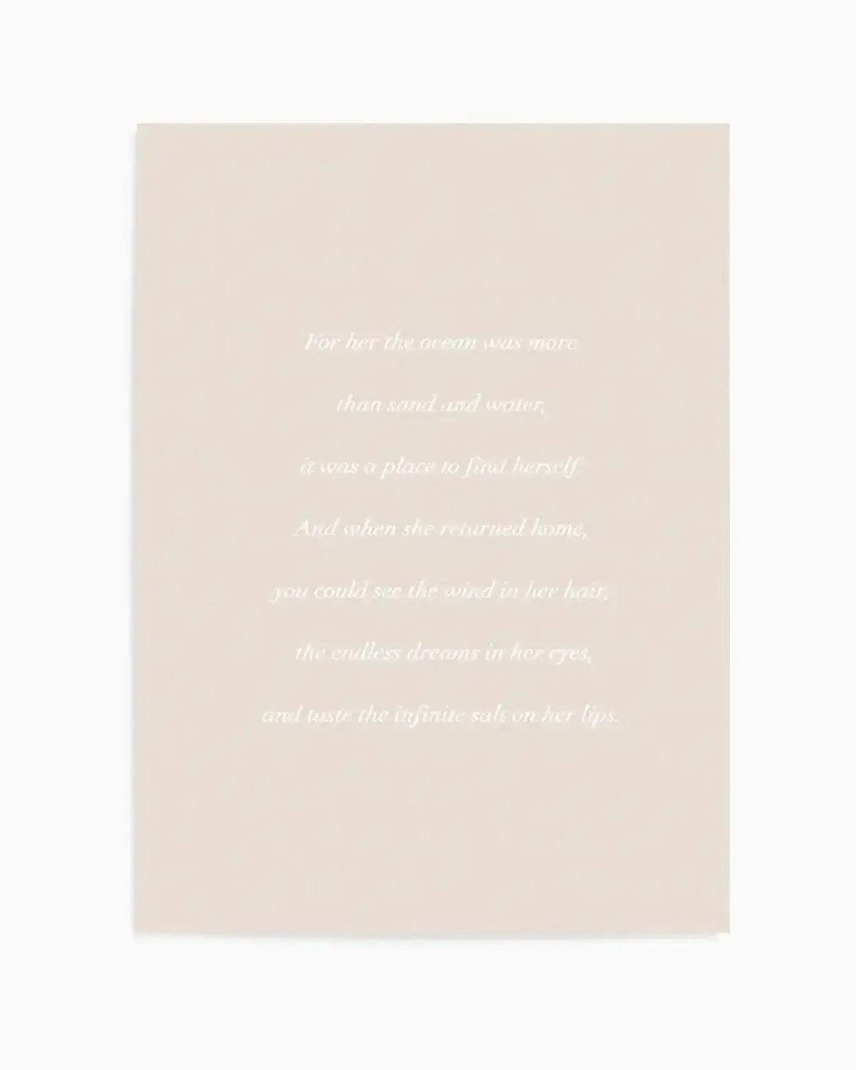 'For her, the Ocean' Poem Art Print from Olive et Oriel where you can shop wallpaper and artworks online