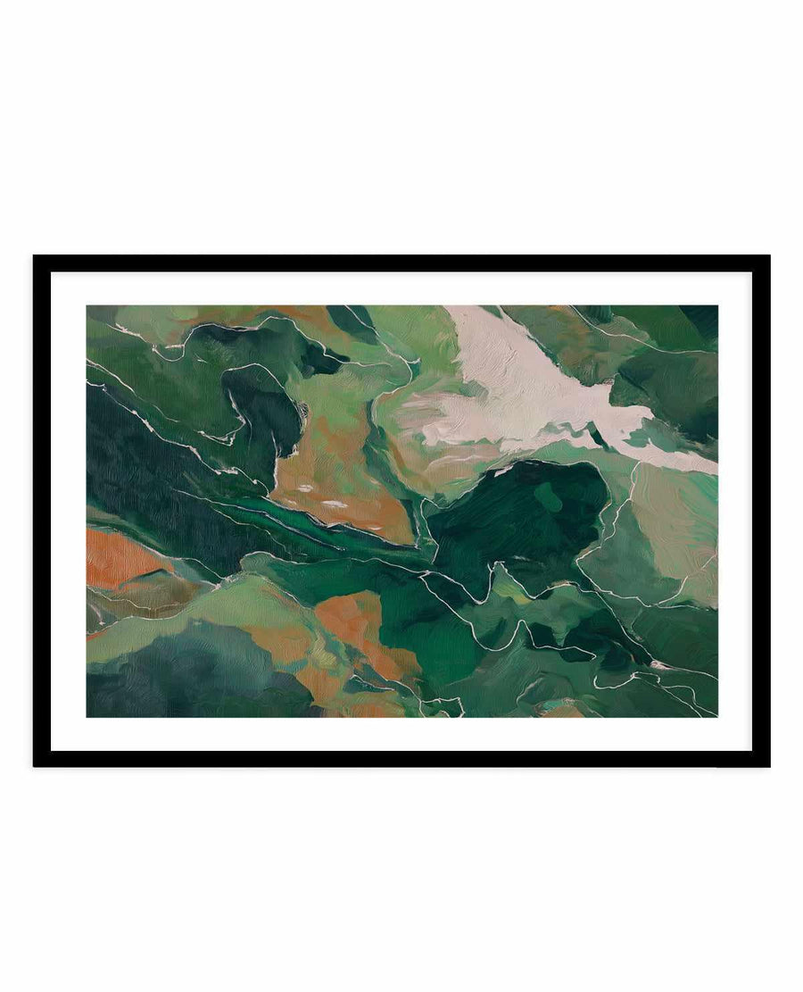 Forest Vein I | Art Print abstract art print oak frame with white border