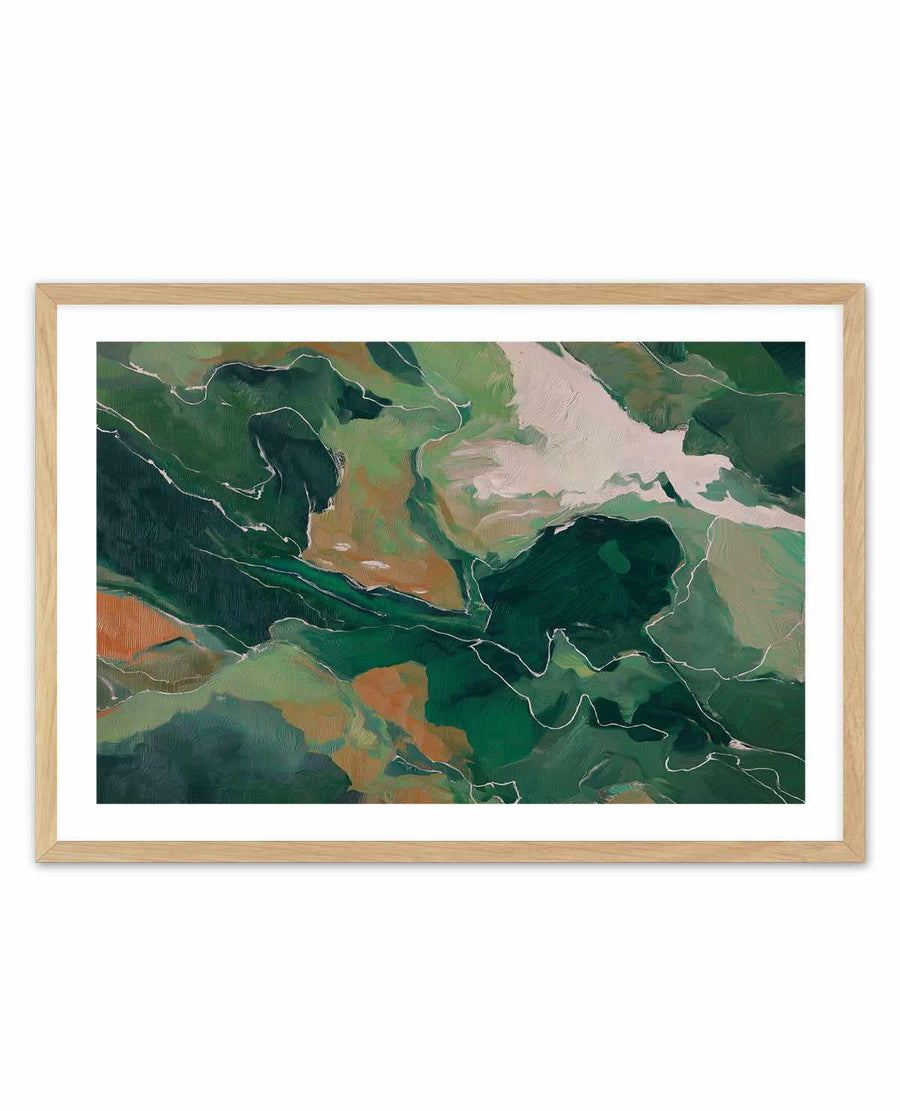 Forest Vein I | Art Print abstract art print oak frame with white border