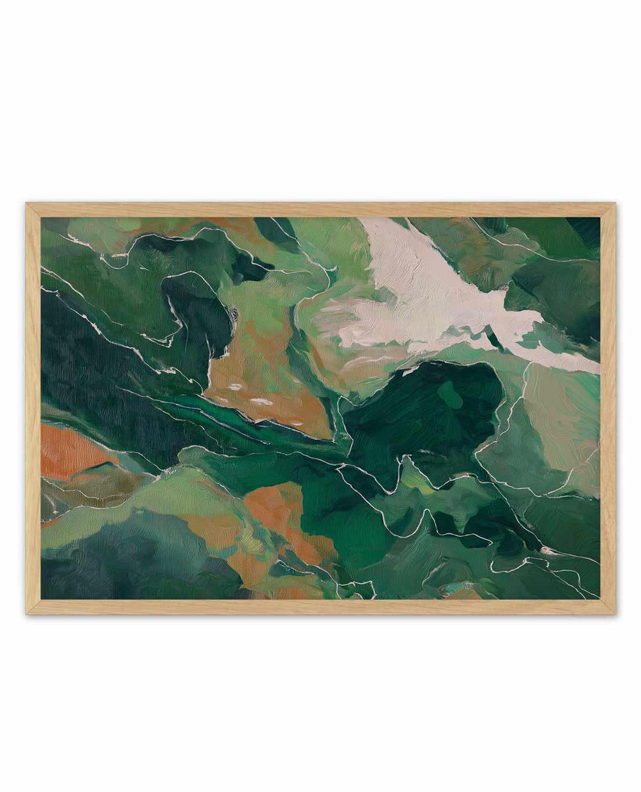 Forest Vein I | Art Print abstract art print oak frame with white border
