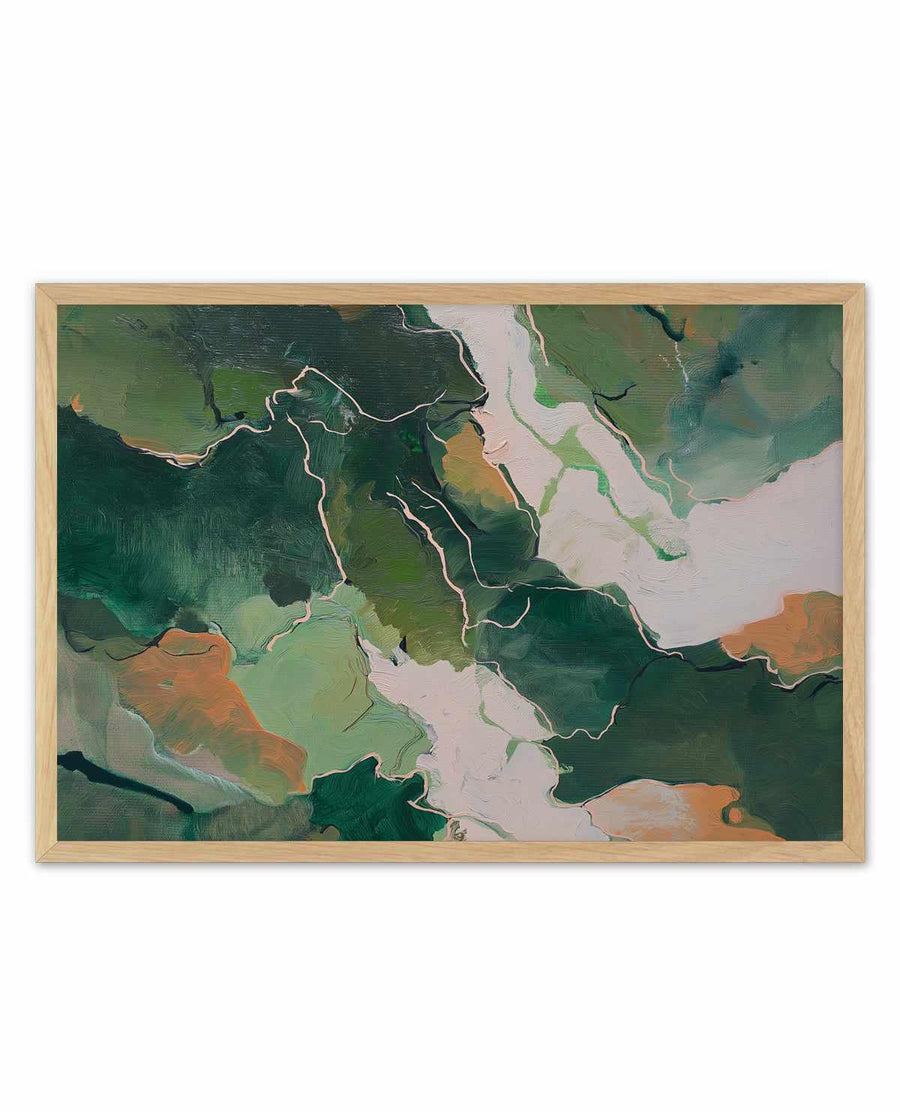 Forest Vein II | Art Print abstract art print oak frame with white border