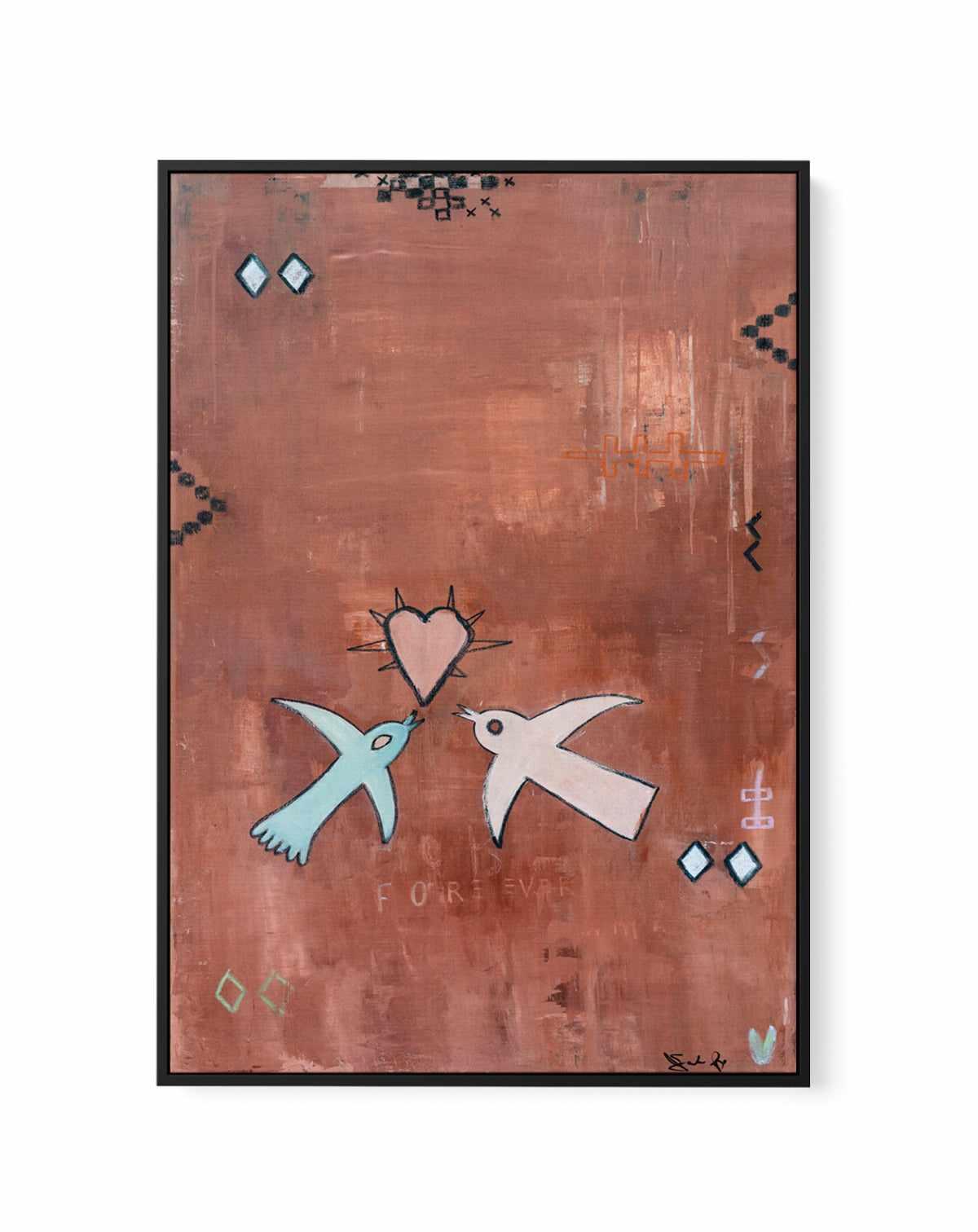 Forever Love Birds by Jackie Green | Framed Canvas Art Print from Olive et Oriel where you can shop wallpaper and artworks online