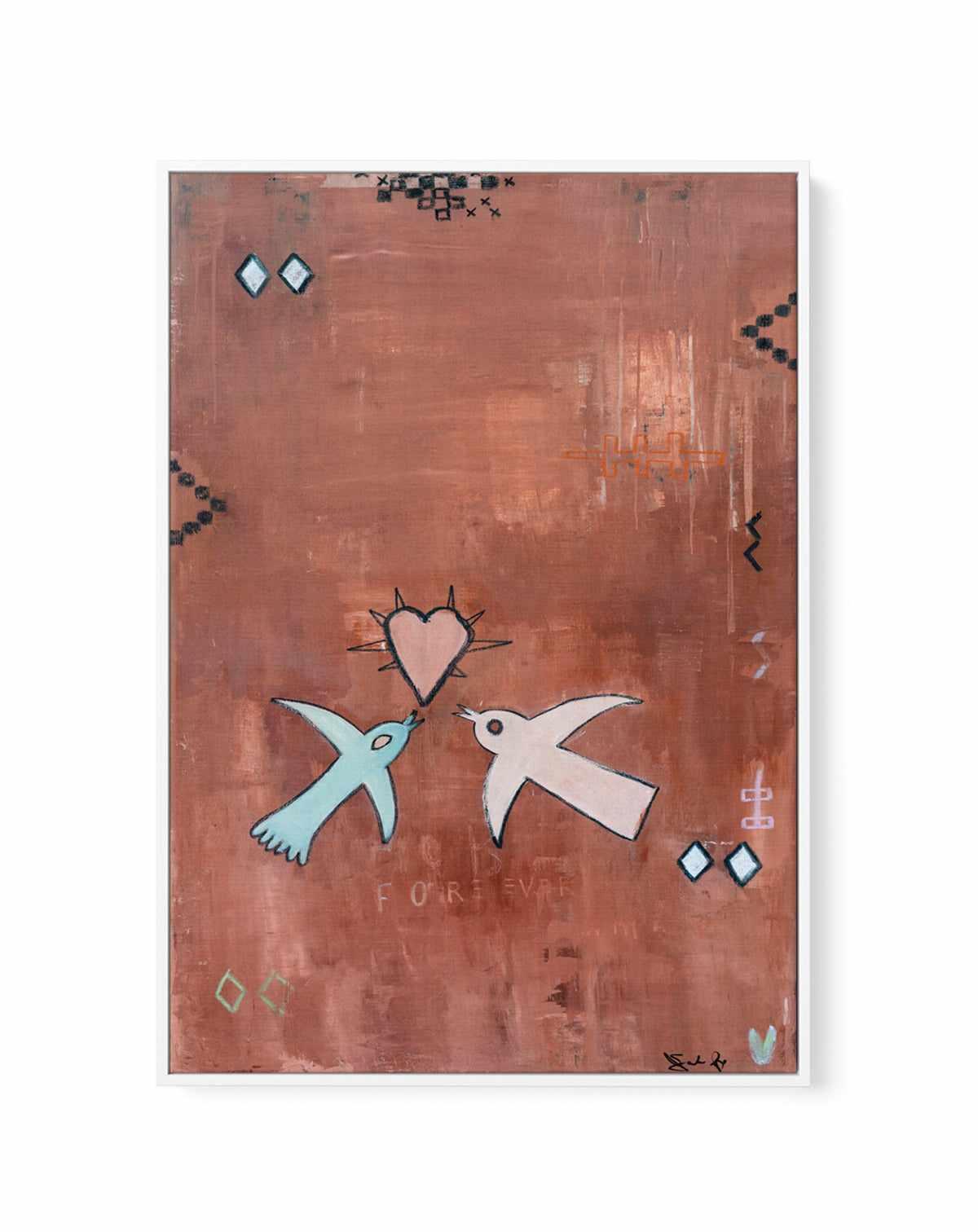 Forever Love Birds by Jackie Green | Framed Canvas Art Print from Olive et Oriel where you can shop wallpaper and artworks online