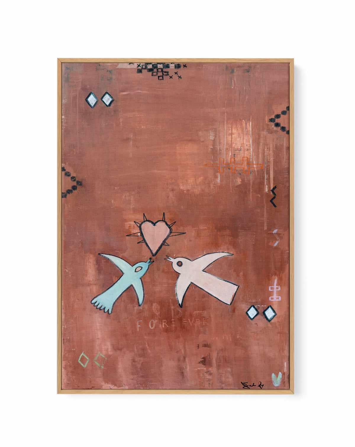 Forever Love Birds by Jackie Green | Framed Canvas Art Print from Olive et Oriel where you can shop wallpaper and artworks online