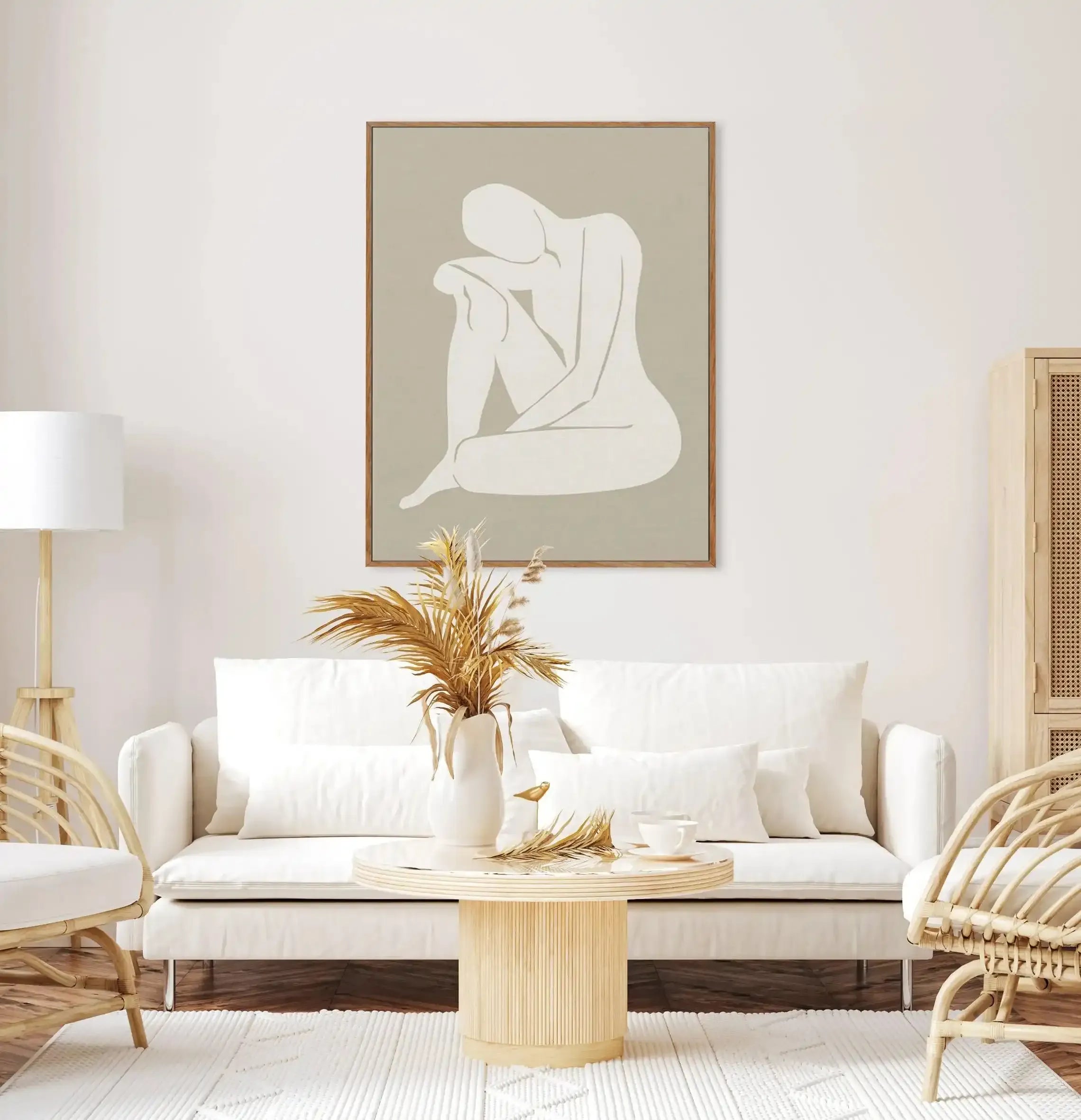 Forme Feminine II | Beige | Framed Canvas-CANVAS-You can shop wall art online with Olive et Oriel for everything from abstract art to fun kids wall art. Our beautiful modern art prints and canvas art are available from large canvas prints to wall art paintings and our proudly Australian artwork collection offers only the highest quality framed large wall art and canvas art Australia - You can buy fashion photography prints or Hampton print posters and paintings on canvas from Olive et Oriel and 