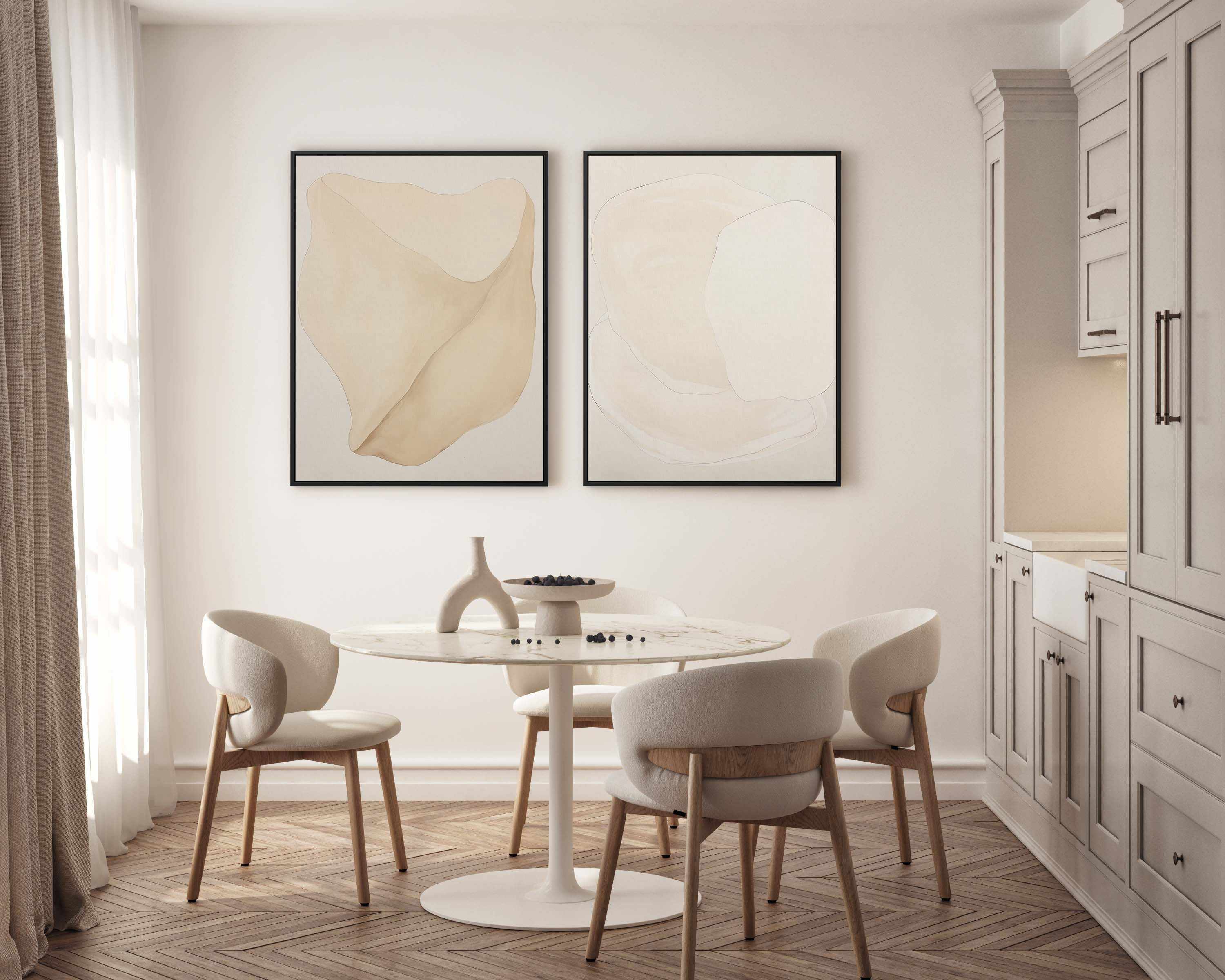 Formes Organiques Neutres III | Framed Canvas Art Print