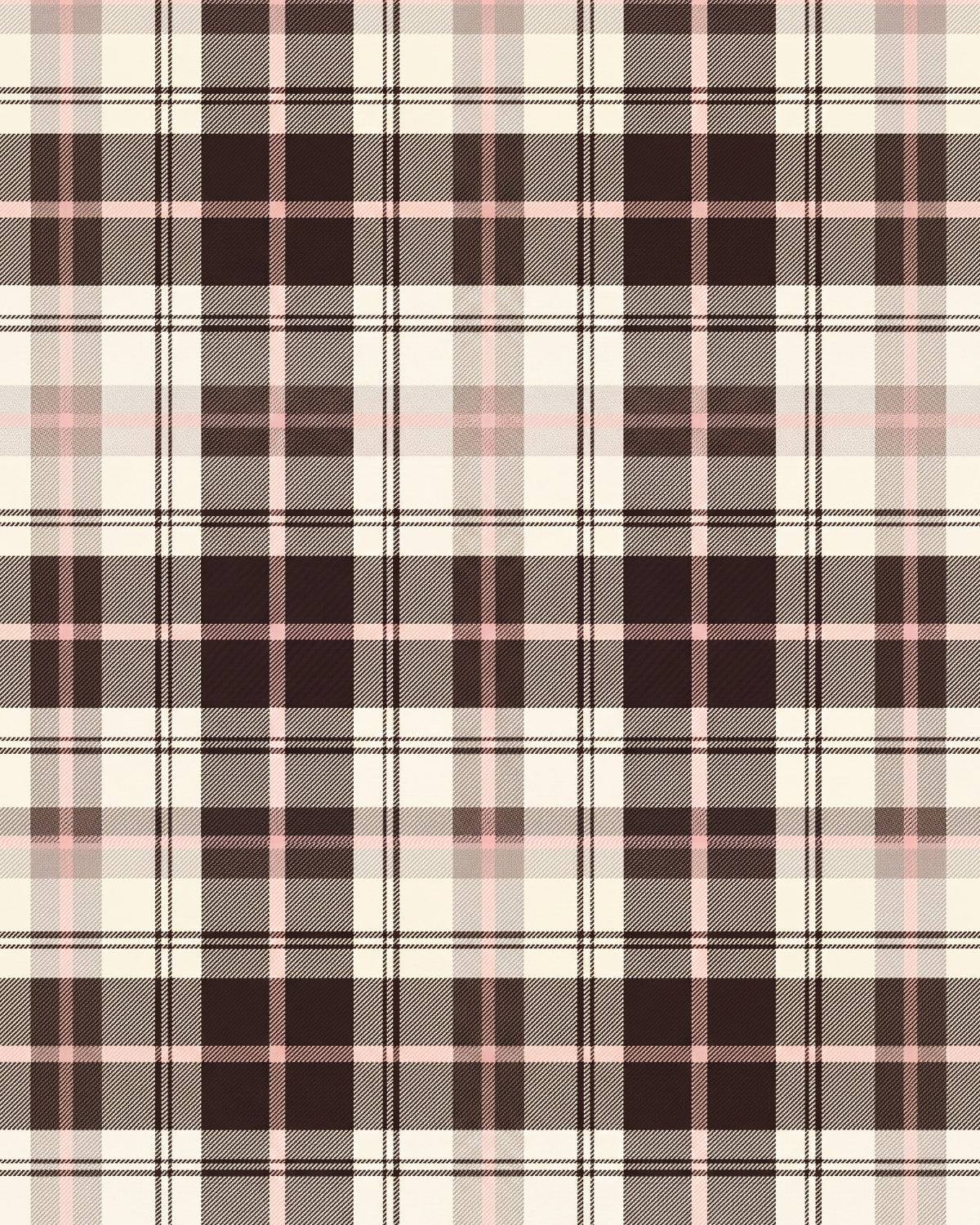 Foxwood Tartan in Brown & Pink Wallpaper