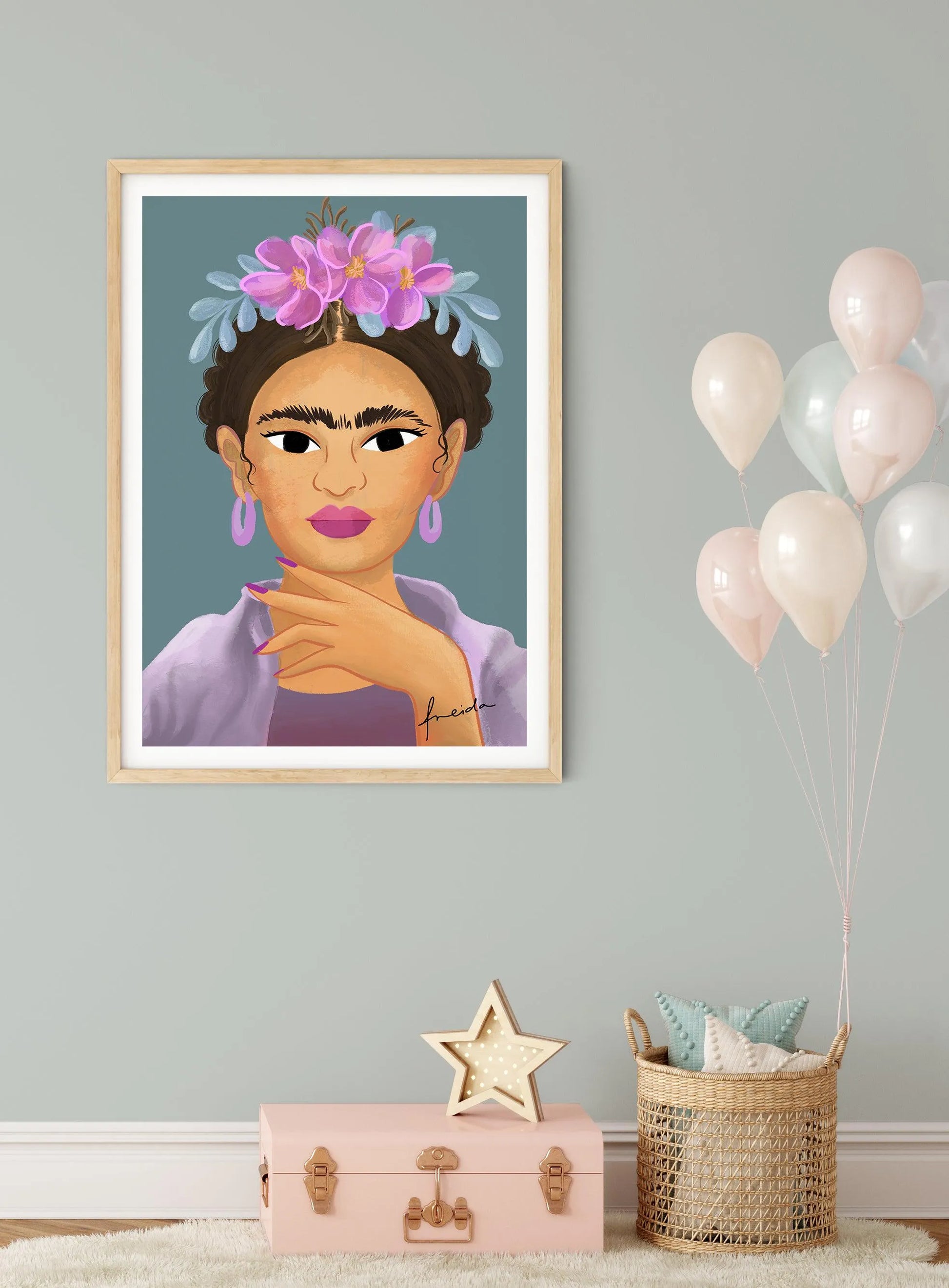 Frida Kahlo on Teal Art Print-PRINT-Olive et Oriel-Kristin-Buy-Australian-Art-Prints-Online-with-Olive-et-Oriel-Your-Artwork-Specialists-Austrailia-Decorate-With-Coastal-Photo-Wall-Art-Prints-From-Our-Beach-House-Artwork-Collection-Fine-Poster-and-Framed-Artwork