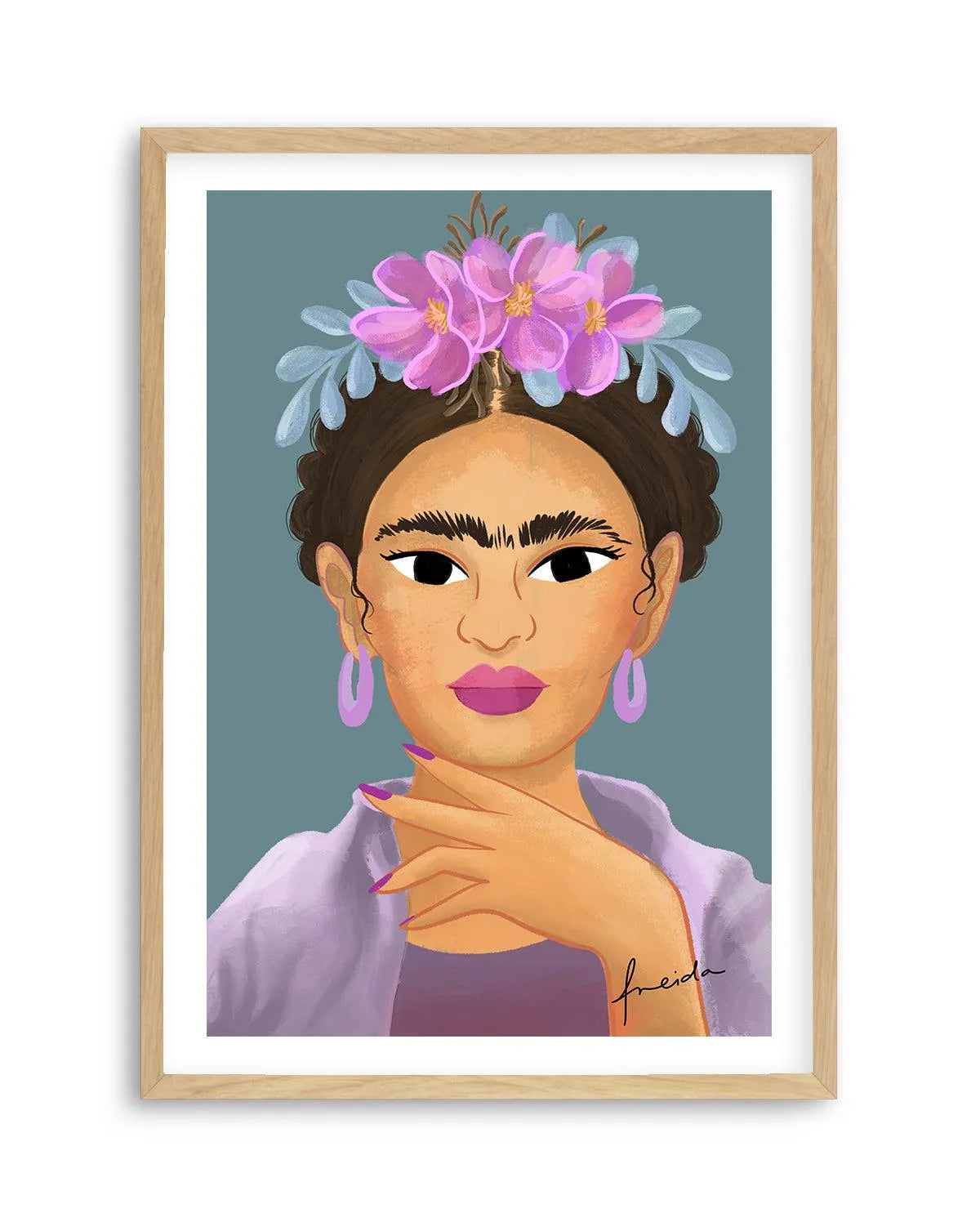 Frida Kahlo on Teal Art Print-PRINT-Olive et Oriel-Kristin-Buy-Australian-Art-Prints-Online-with-Olive-et-Oriel-Your-Artwork-Specialists-Austrailia-Decorate-With-Coastal-Photo-Wall-Art-Prints-From-Our-Beach-House-Artwork-Collection-Fine-Poster-and-Framed-Artwork