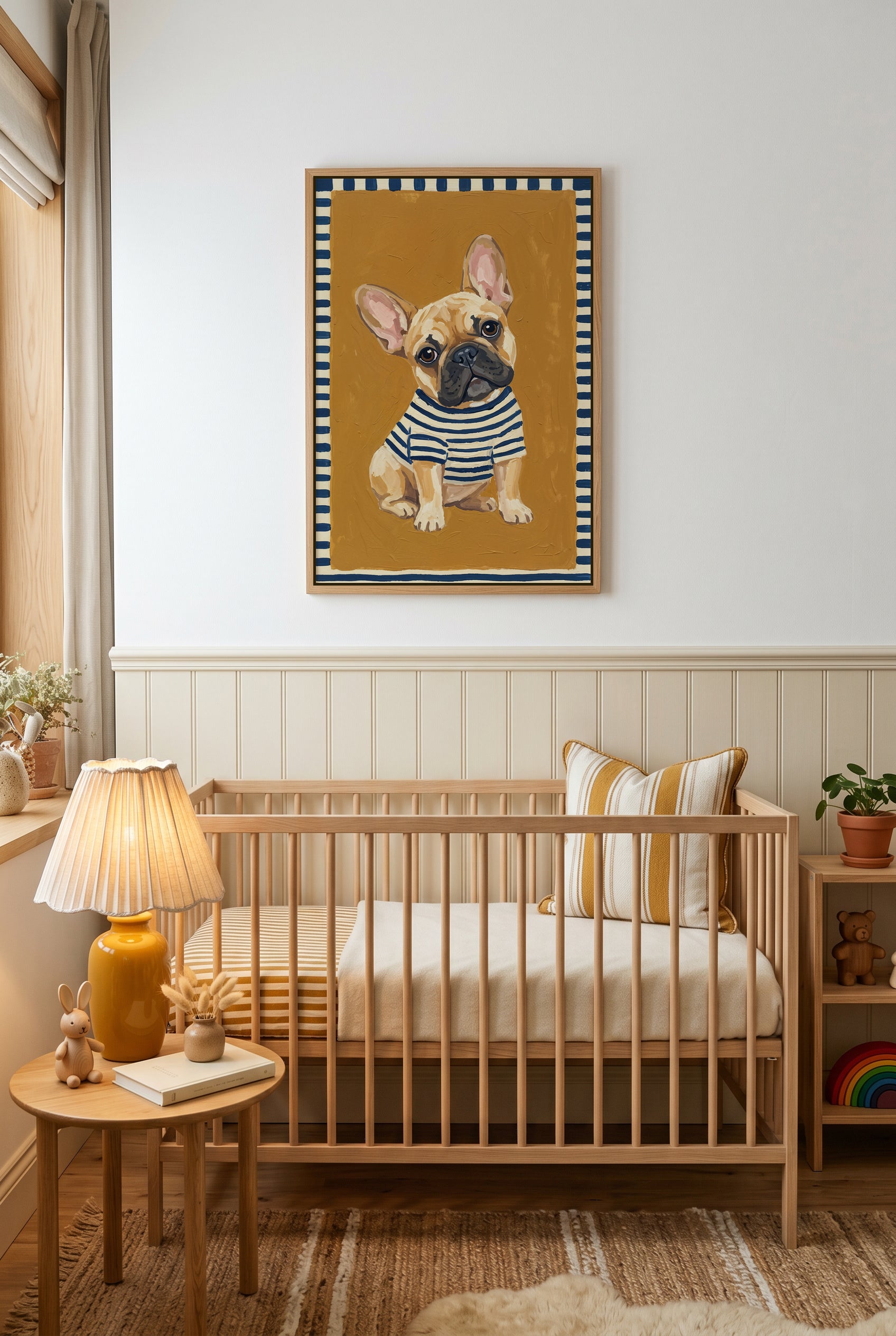 French Frenchie | Framed Canvas Art Print
