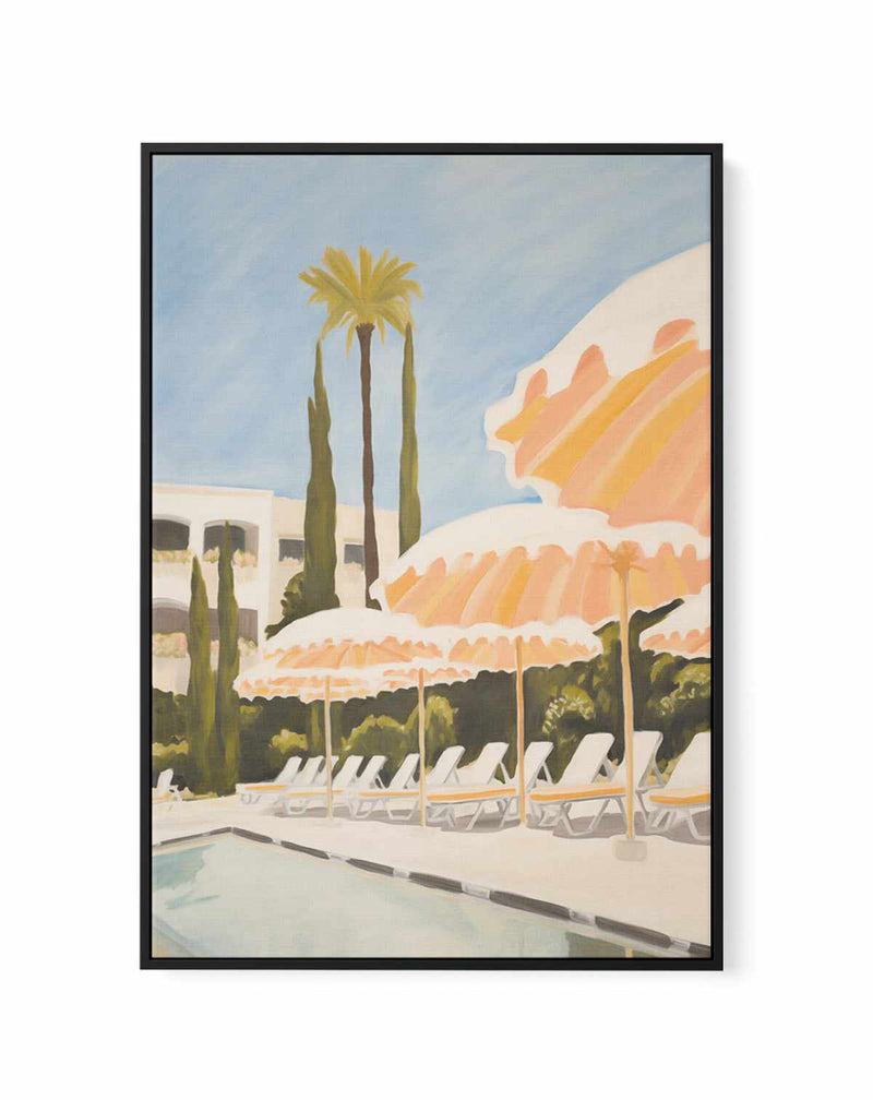 French Riviera Umbrellas I | Framed Canvas Art Print