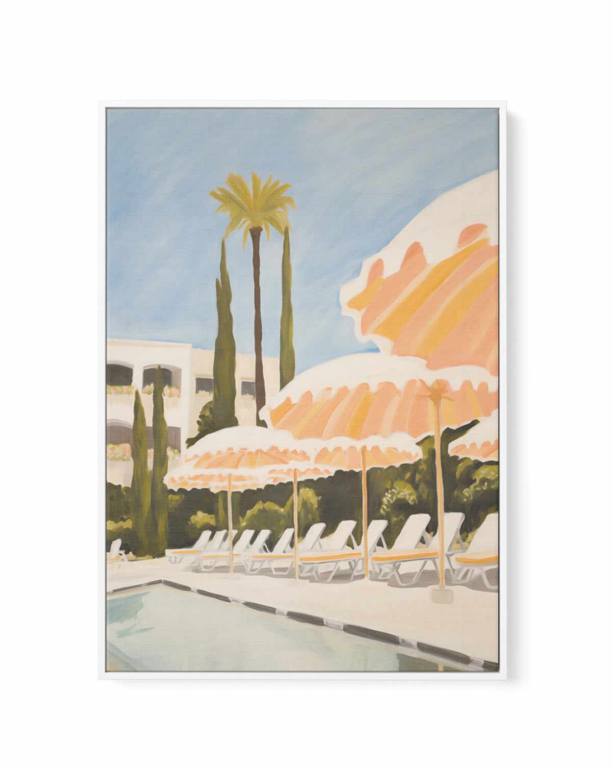 French Riviera Umbrellas I | Framed Canvas Art Print