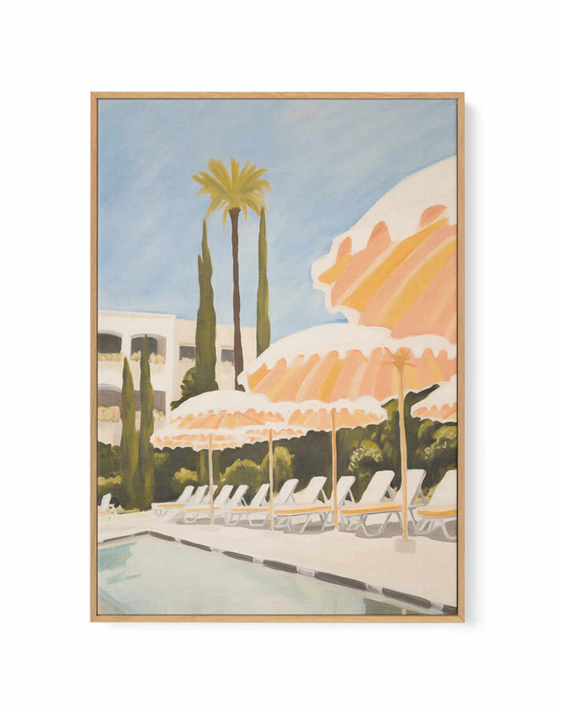 French Riviera Umbrellas I | Framed Canvas Art Print