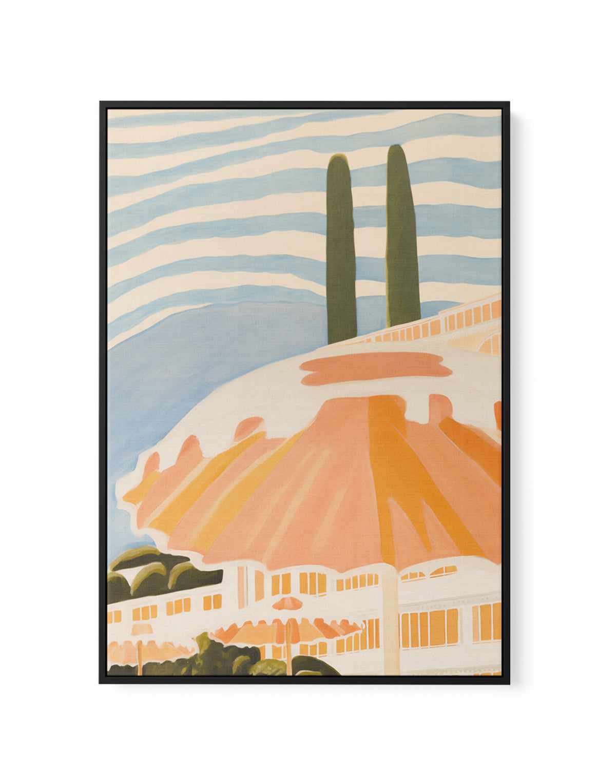 French Riviera Umbrellas II | Framed Canvas Art Print