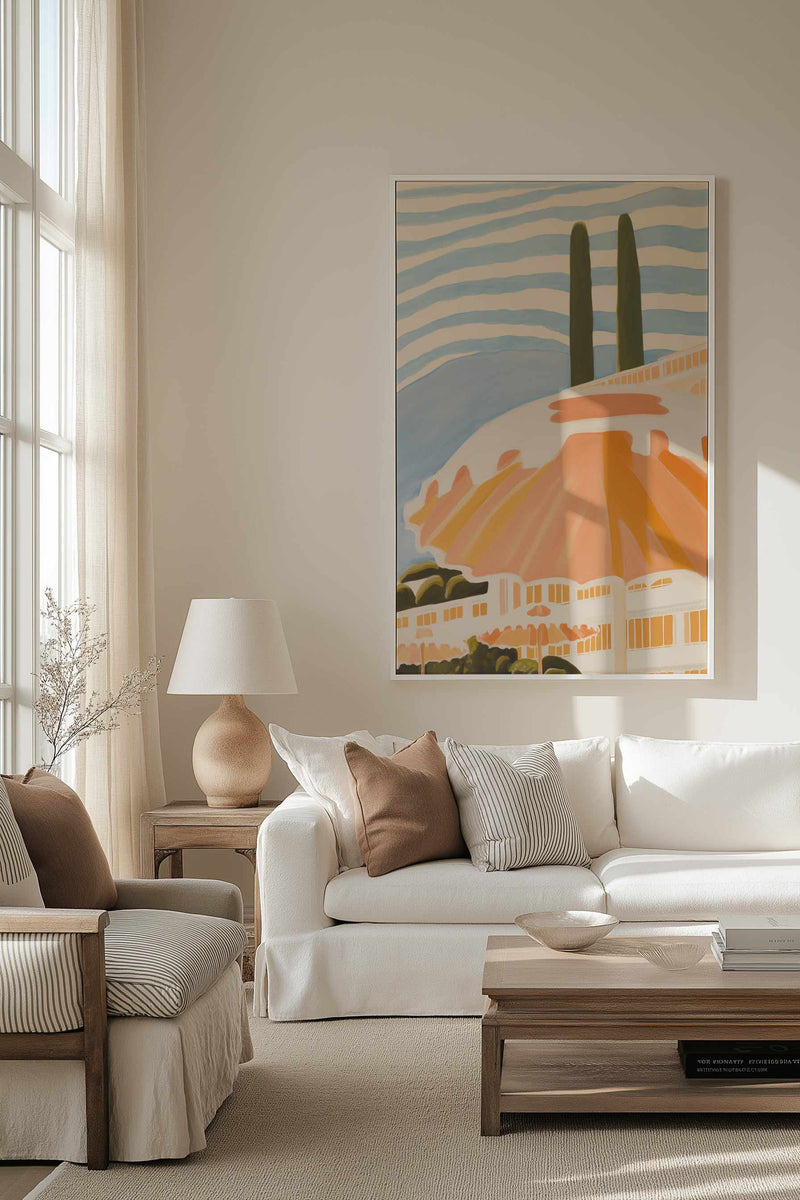 French Riviera Umbrellas II | Framed Canvas Art Print