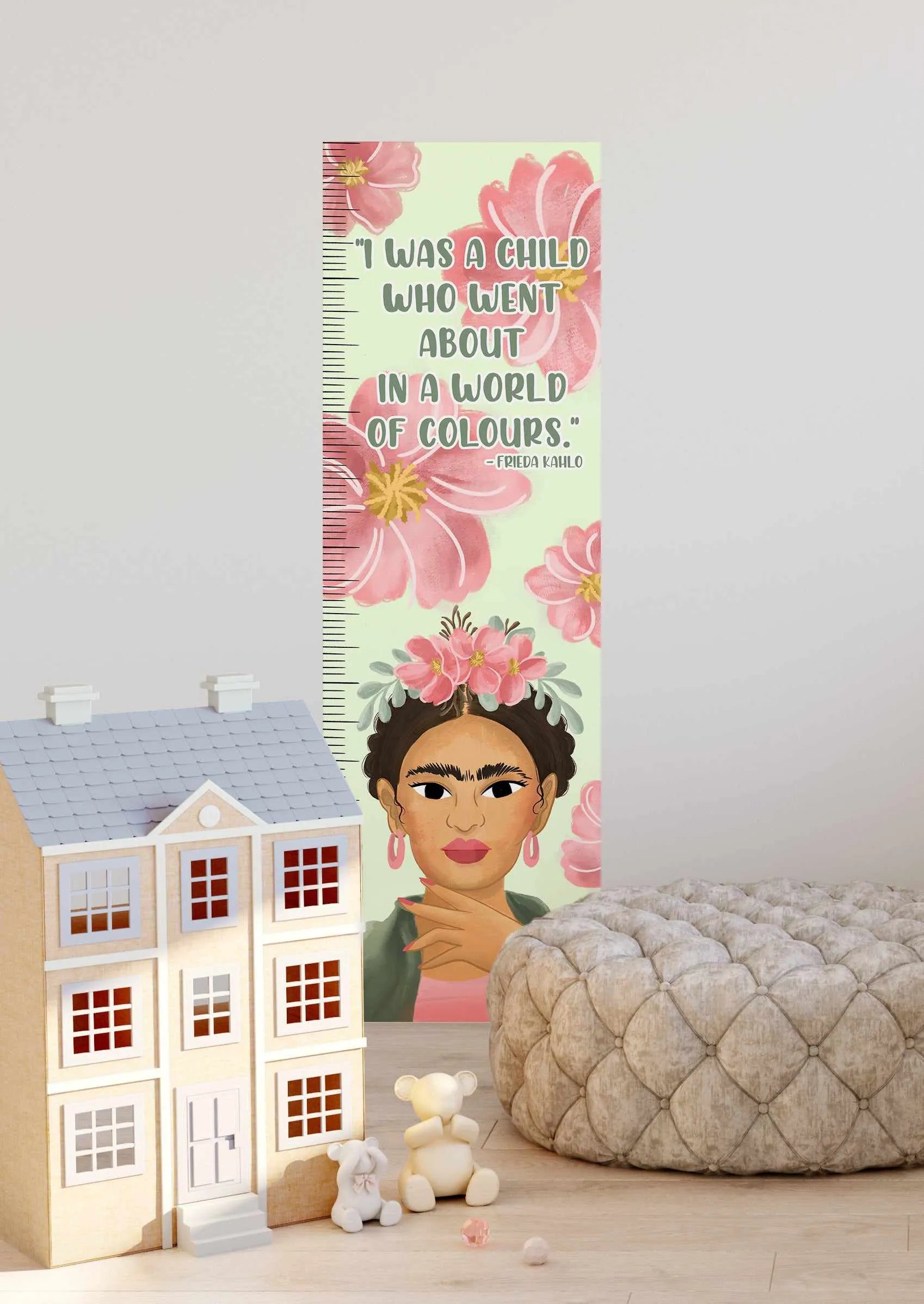 Frida Kahlo Height Chart Decal-Decals-Kristin-Decorate your kids bedroom wall decor with removable wall decals, these fabric kids decals are a great way to add colour and update your children's bedroom. Available as girls wall decals or boys wall decals, there are also nursery decals.