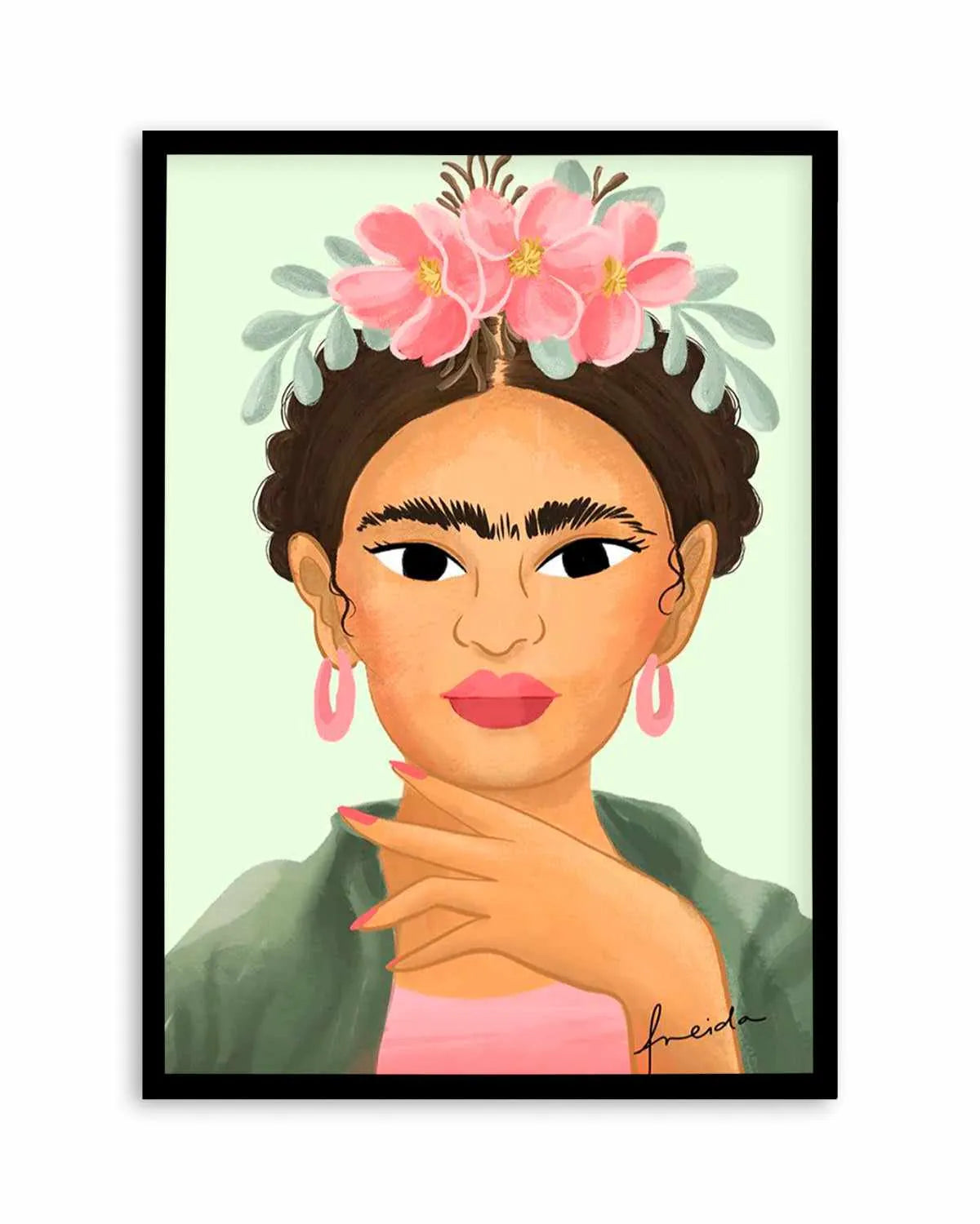 Frida Kahlo on Sage Art Print from Olive et Oriel where you can shop wallpaper and artworks online
