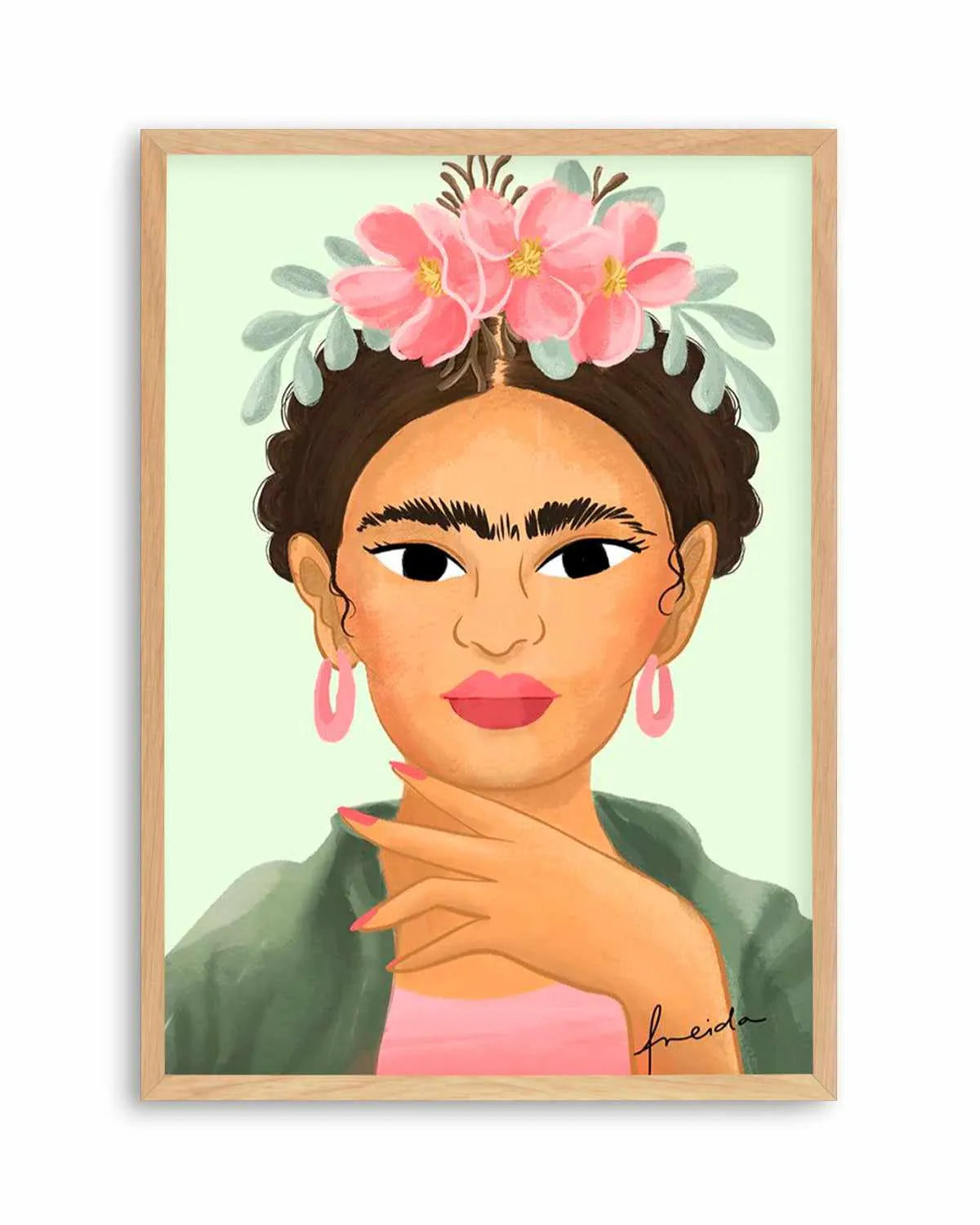 Frida Kahlo on Sage Art Print from Olive et Oriel where you can shop wallpaper and artworks online